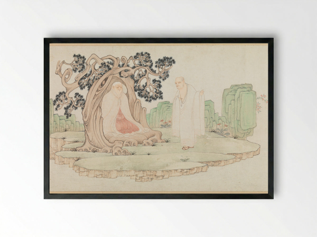 The Sixteen Luohans - Wu Bin - Framed Print Black