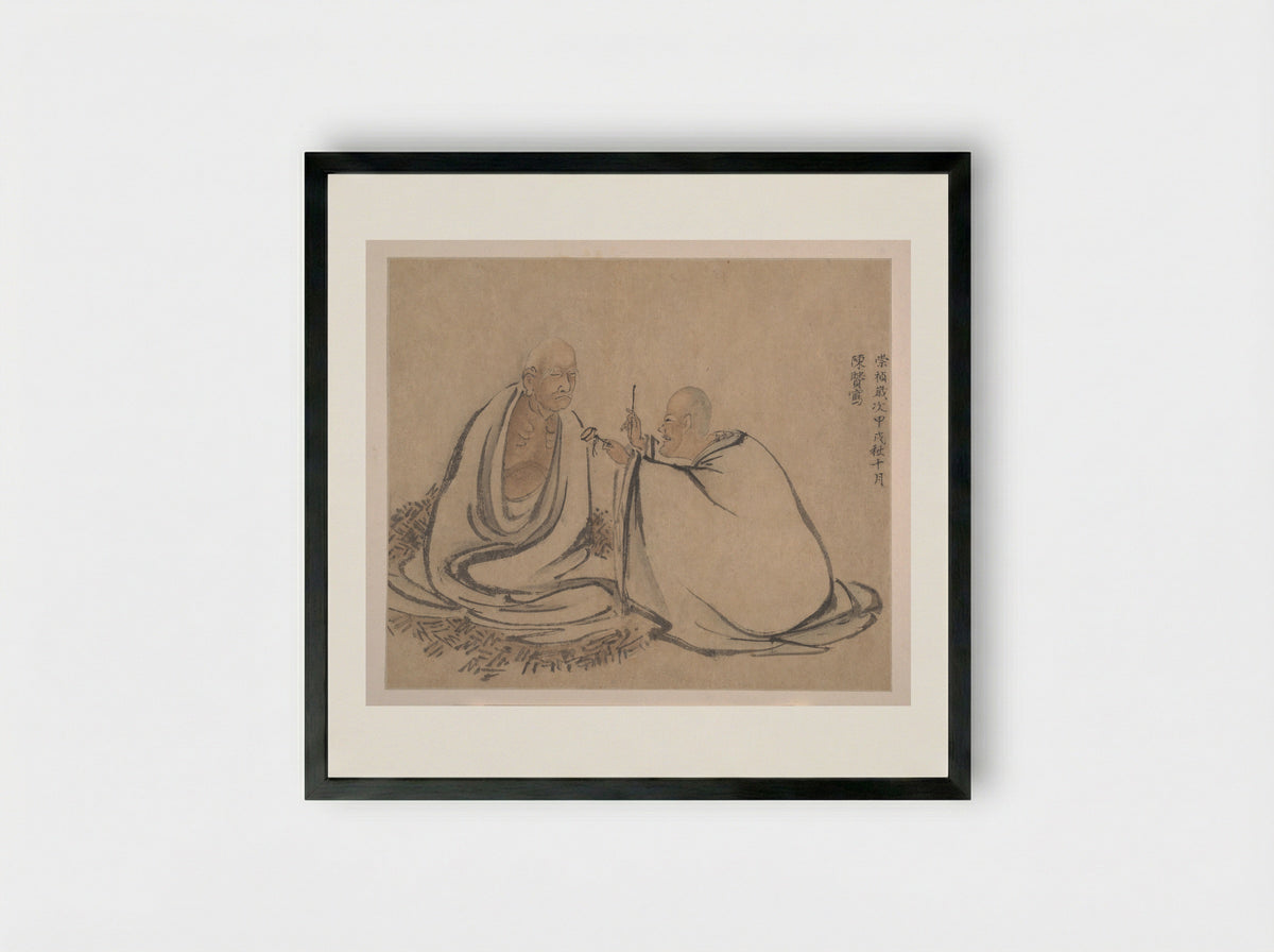 The Sixteen Luohans - Chen Xian - Framed Print Black