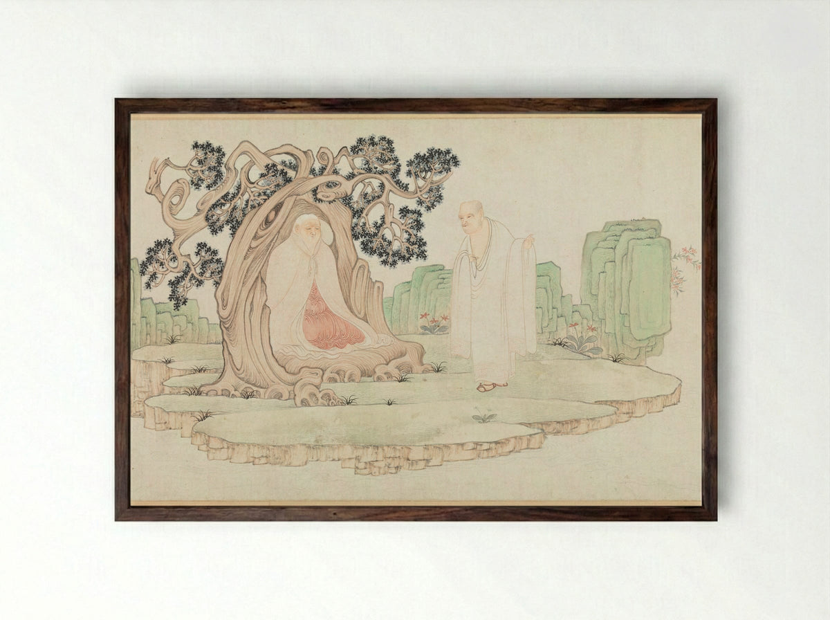 The Sixteen Luohans - Wu Bin - Framed Print Dark Wood
