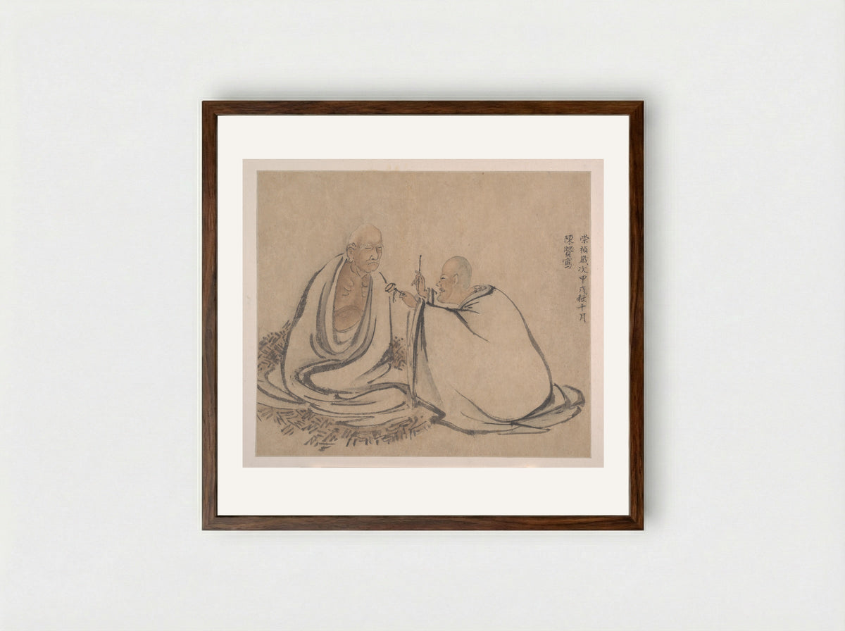 The Sixteen Luohans - Chen Xian - Framed Print Dark Wood