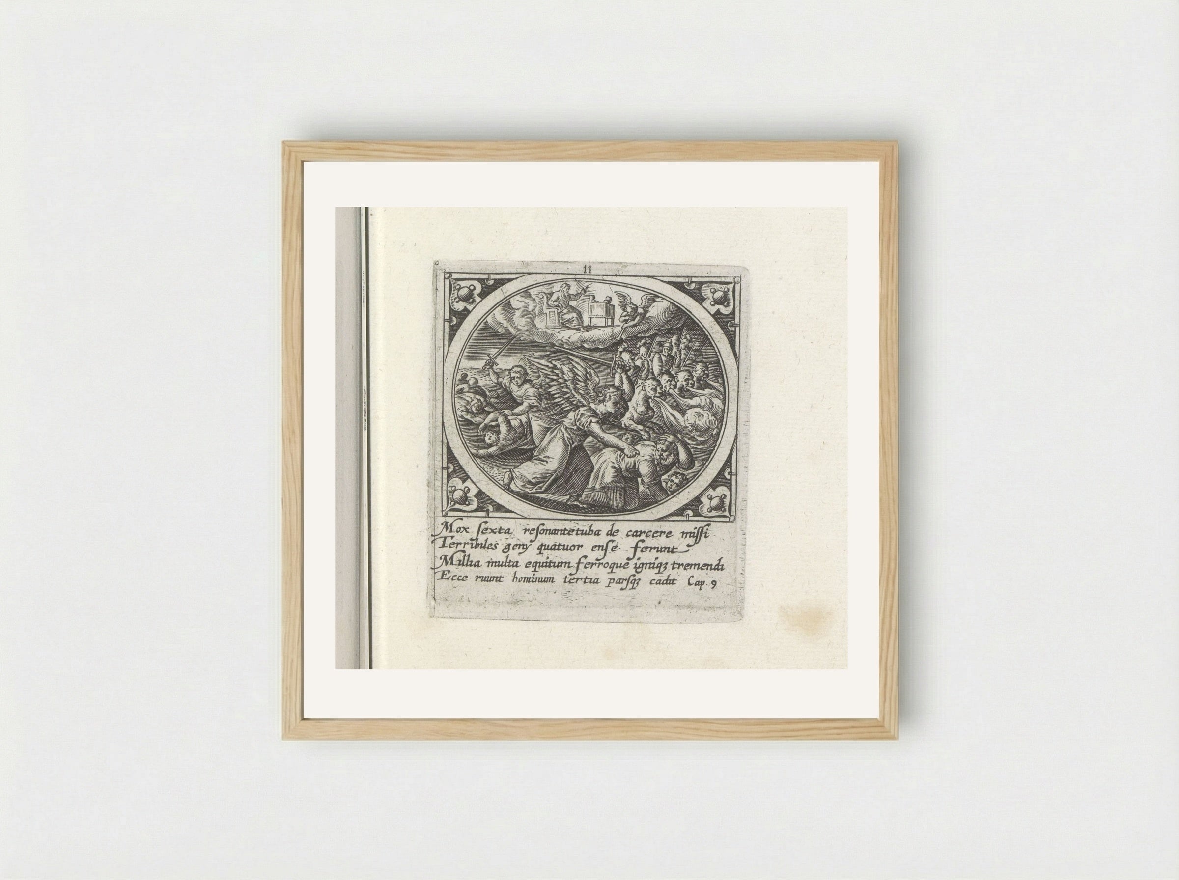 The Sixth Angel Sounds the Trumpet - Gerard de Jode - Framed Print Wood