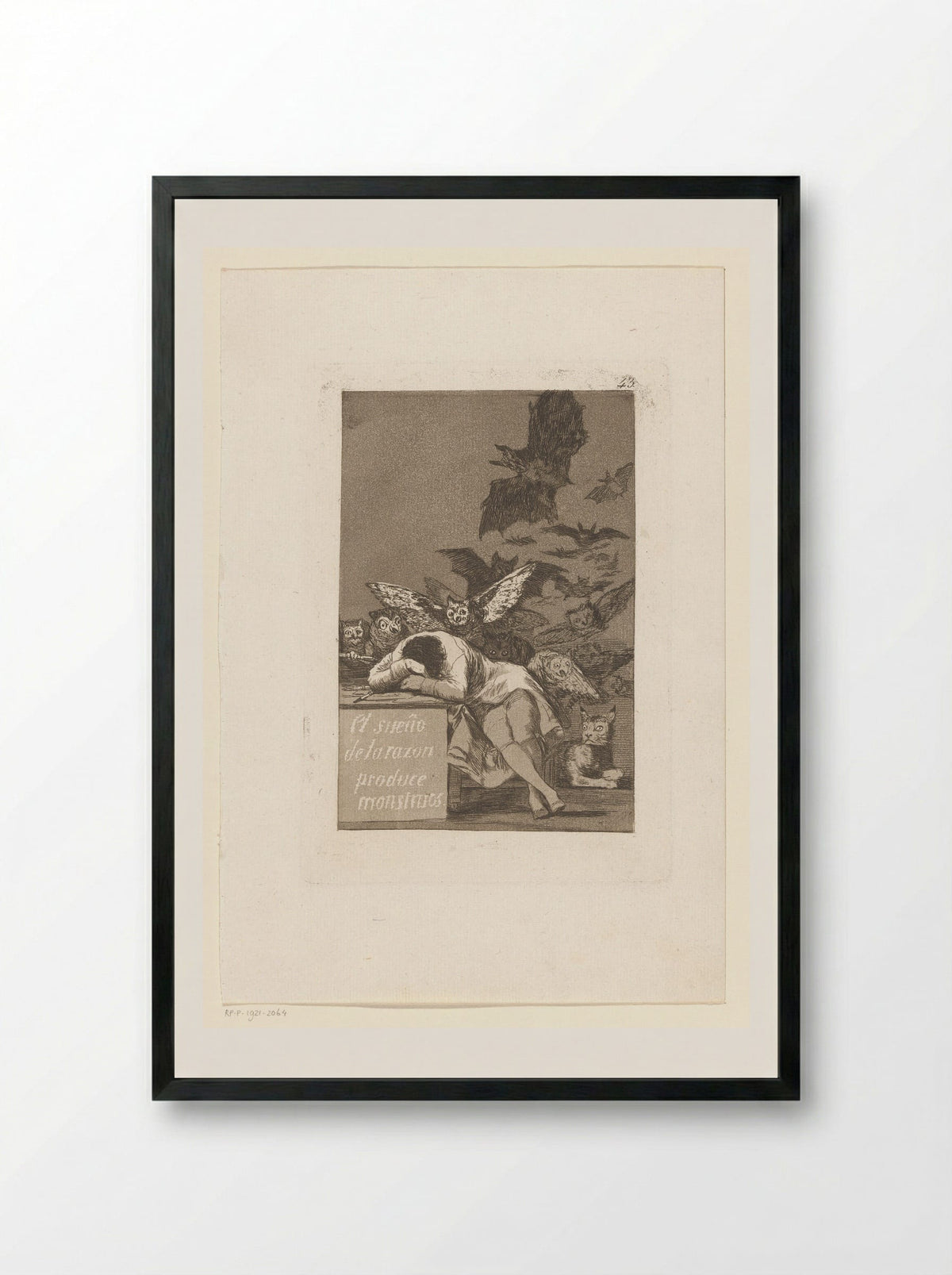 The Sleep of Reason Produces Monsters - Francisco de Goya - Framed Print Black