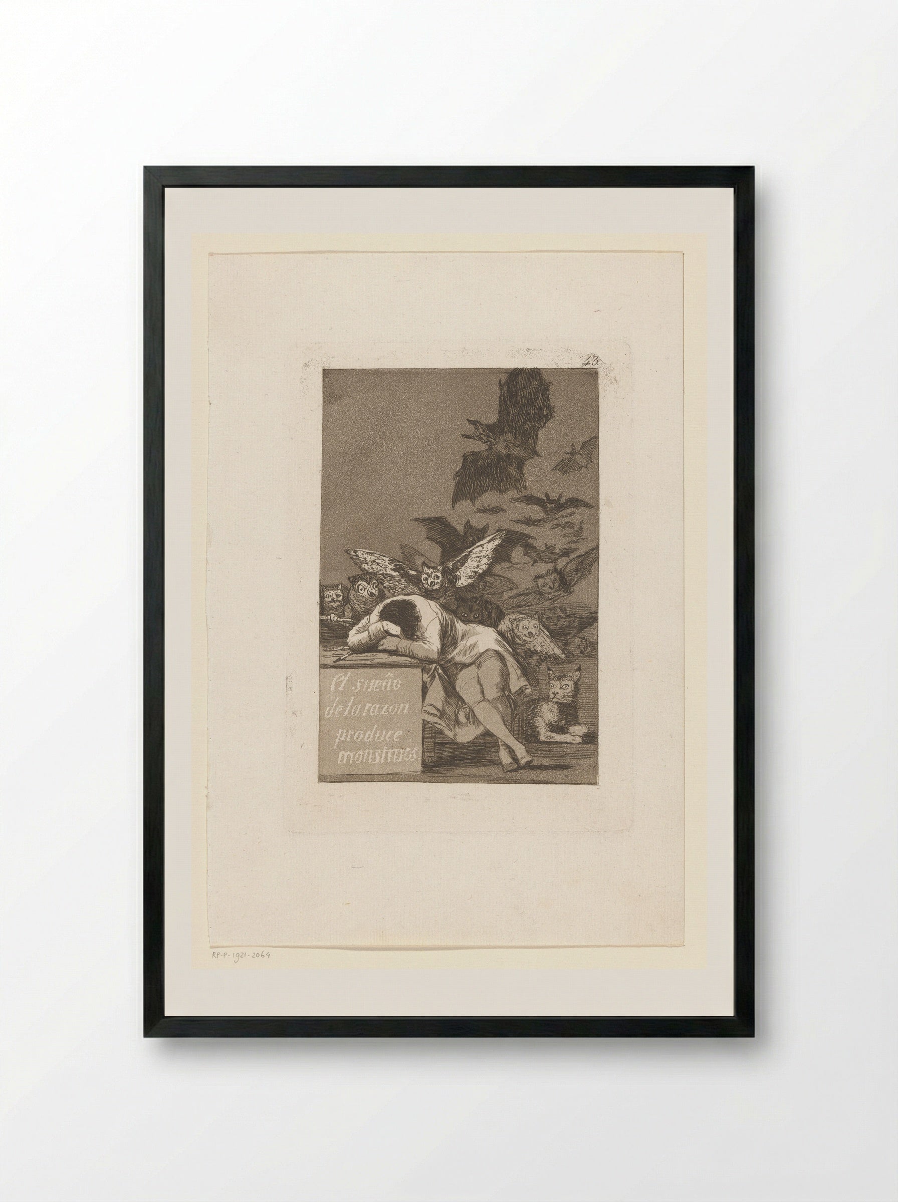 The Sleep of Reason Produces Monsters - Francisco de Goya - Framed Print Black