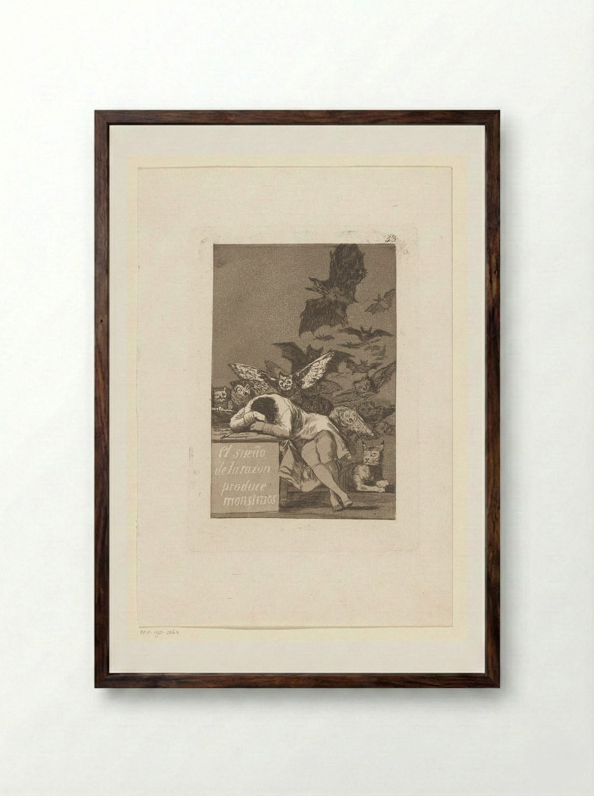 The Sleep of Reason Produces Monsters - Francisco de Goya - Framed Print Dark Wood