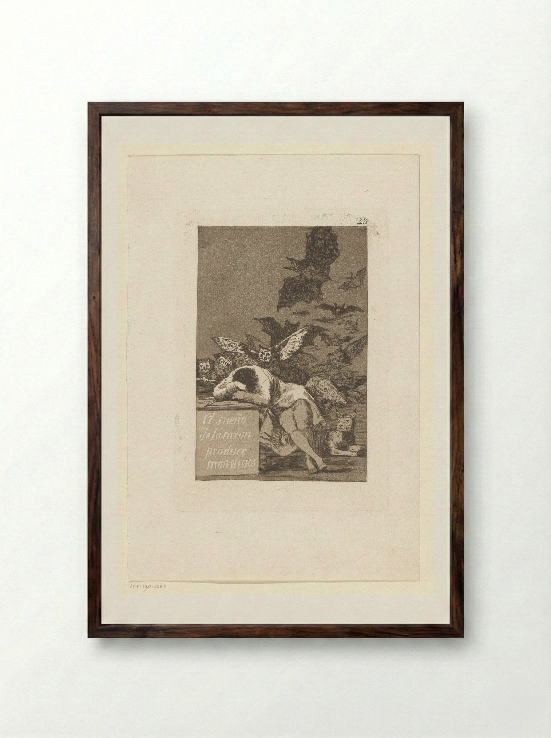 The Sleep of Reason Produces Monsters - Francisco de Goya - Framed Print Dark Wood