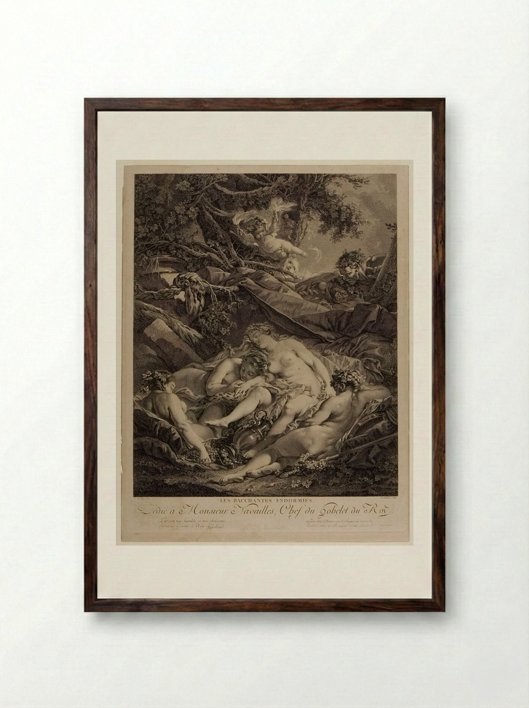 The Sleeping Bacchantes - René Gaillard - Framed Print Dark Wood