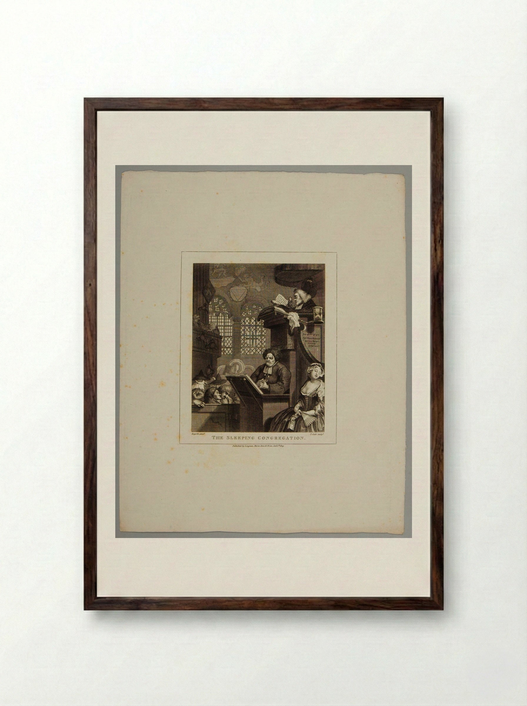 The Sleeping Congregation - Thomas Cook - Framed Print Dark Wood