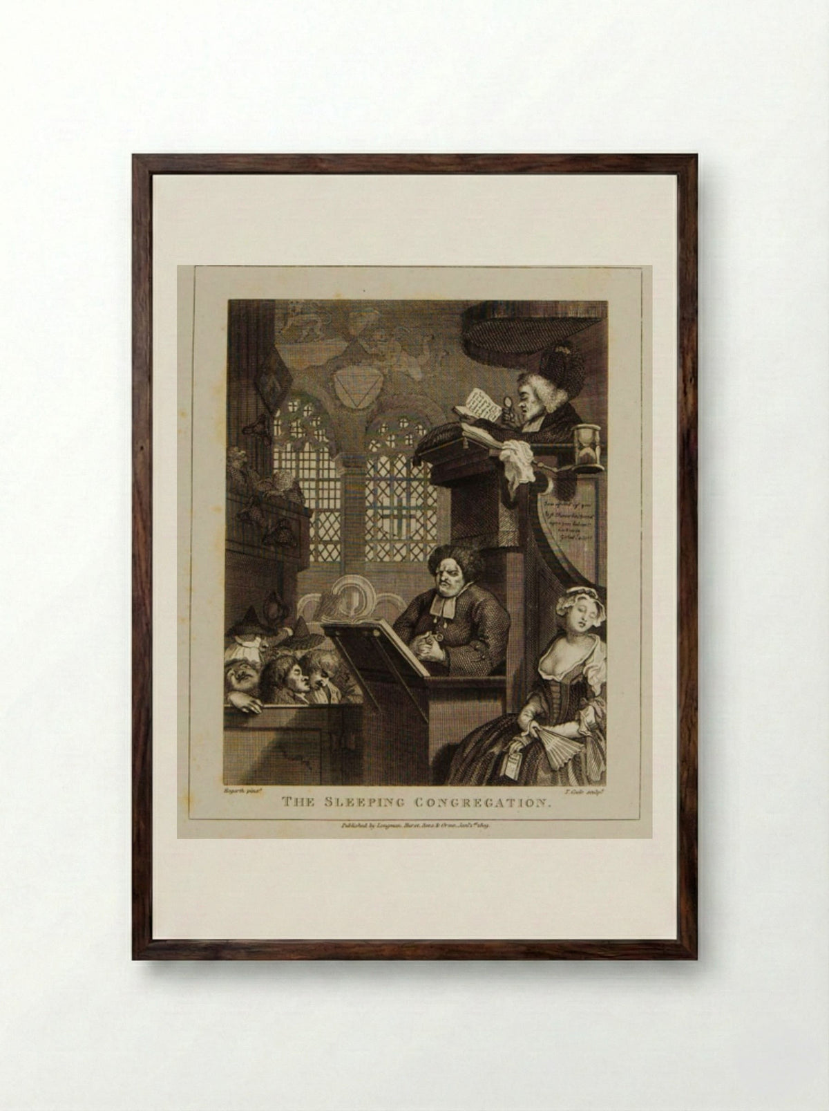 The Sleeping Congregation - Thomas Cook - Framed Print Dark Wood