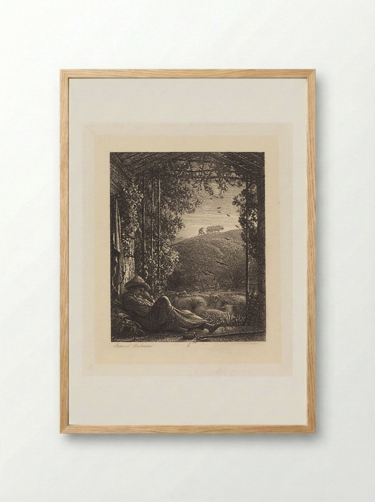 The Sleeping Shepherd - Samuel Palmer - Framed Print Wood