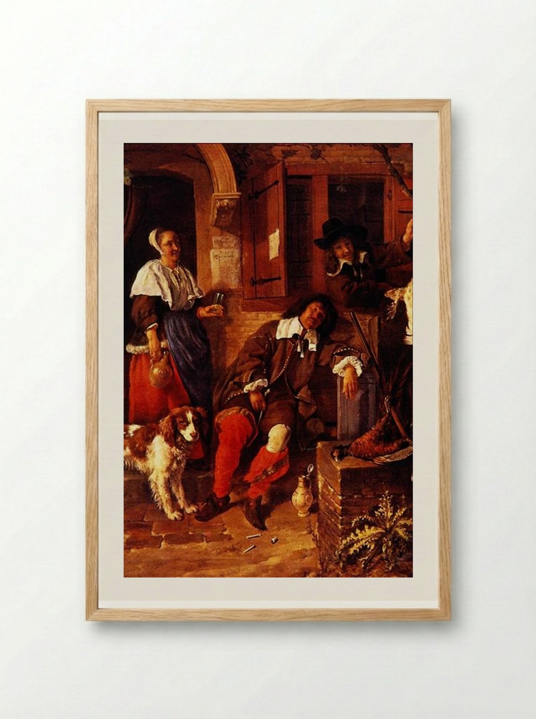 The Sleeping Sportsman - Gabriel Metsu - Framed Print Wood