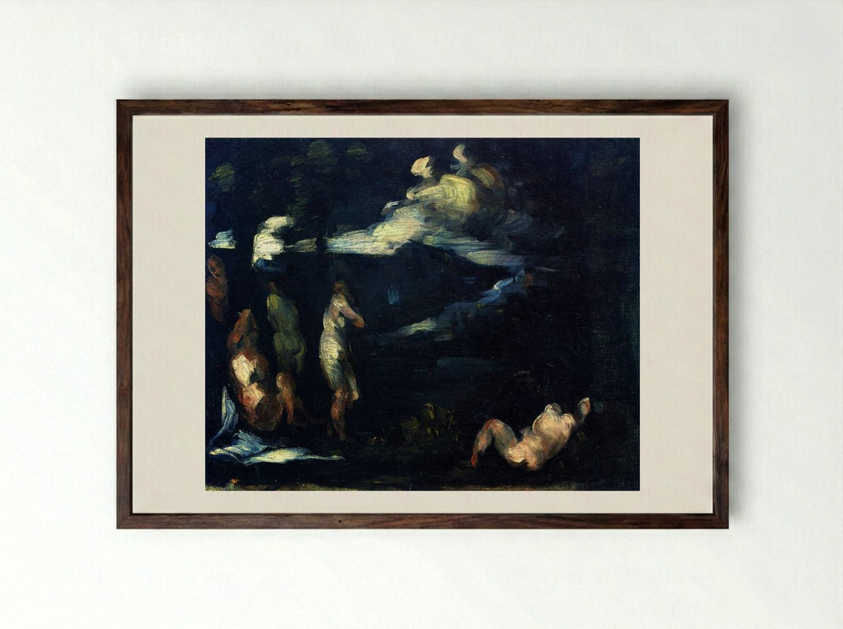 The Small Bathers - Paul Cézanne - Framed Print Dark Wood