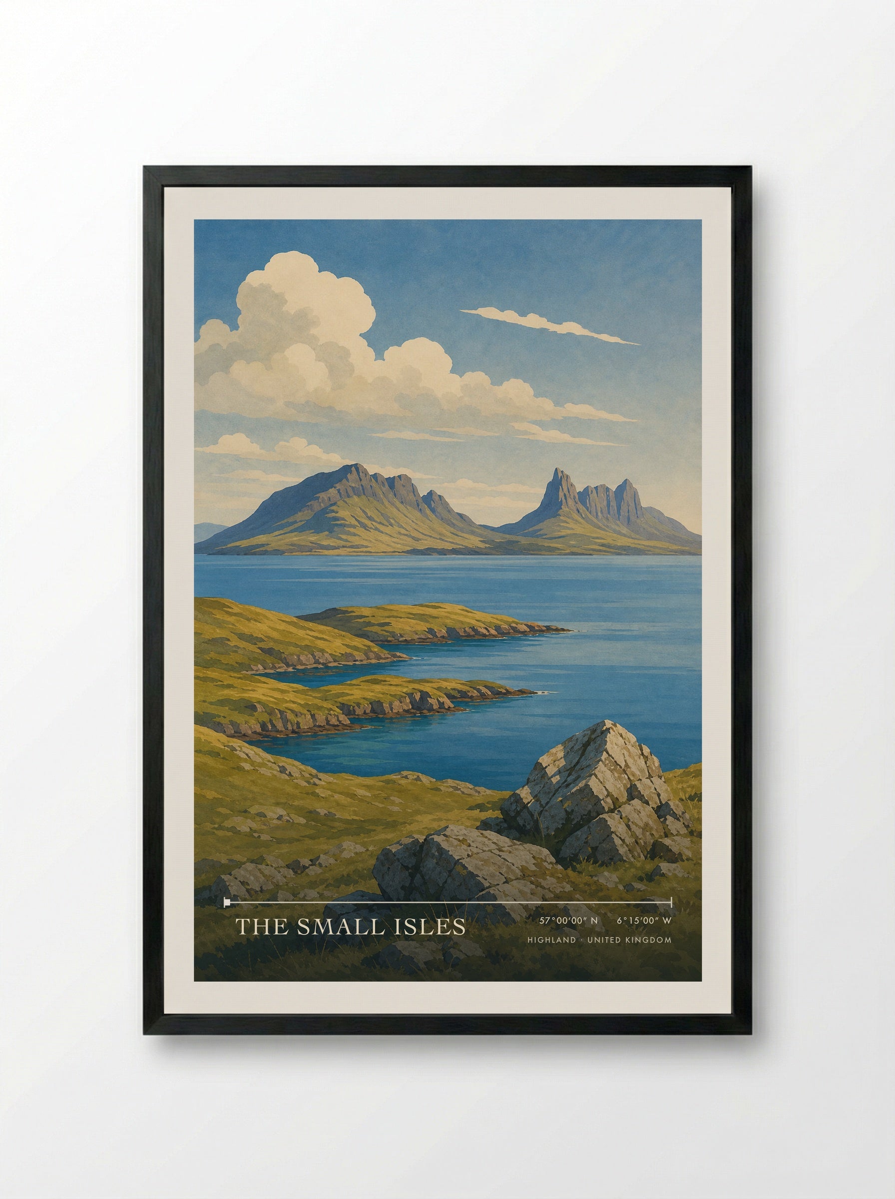 The Small Isles Highland United Kingdom Travel Poster - Framed Print Black
