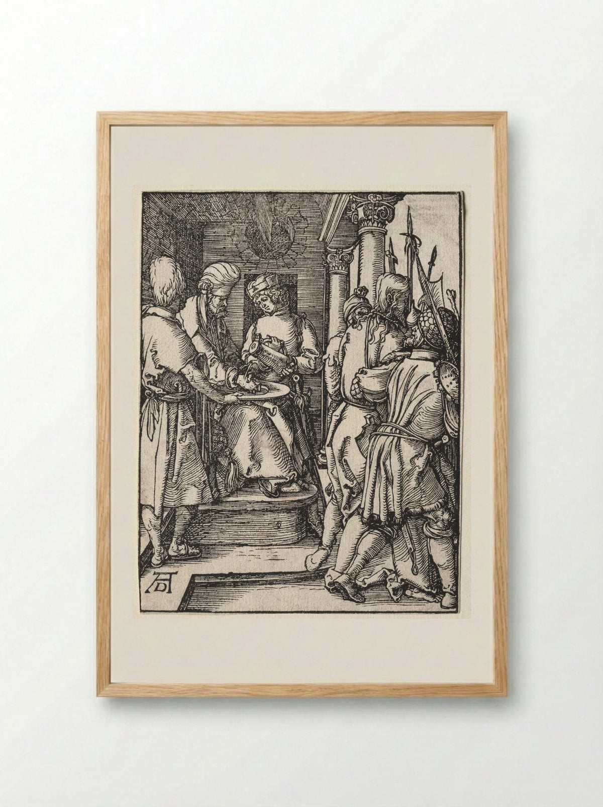 The Small Passion: Pilate Washing His Hands - Albrecht Dürer - Framed Print Wood