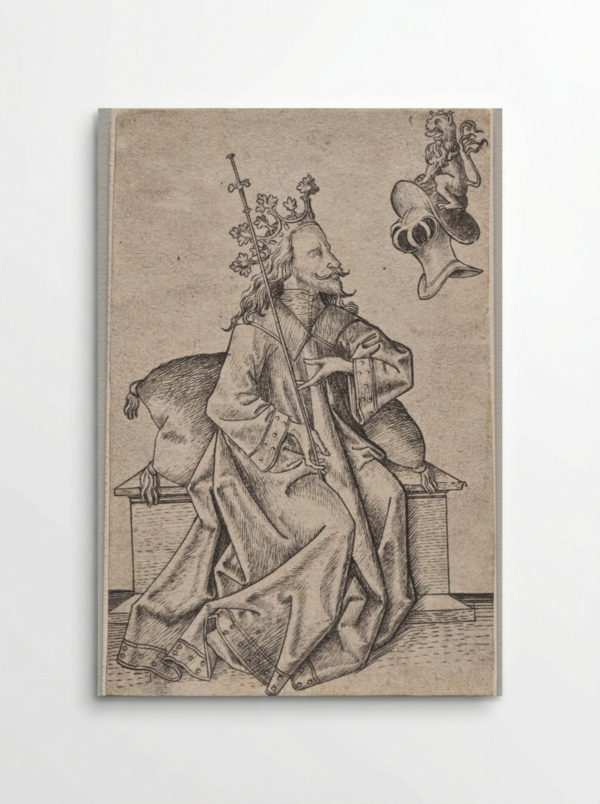 The Small Playing Cards: Second Suit: Helmets: Playing Card with King and Helmet - Master ES - Poster