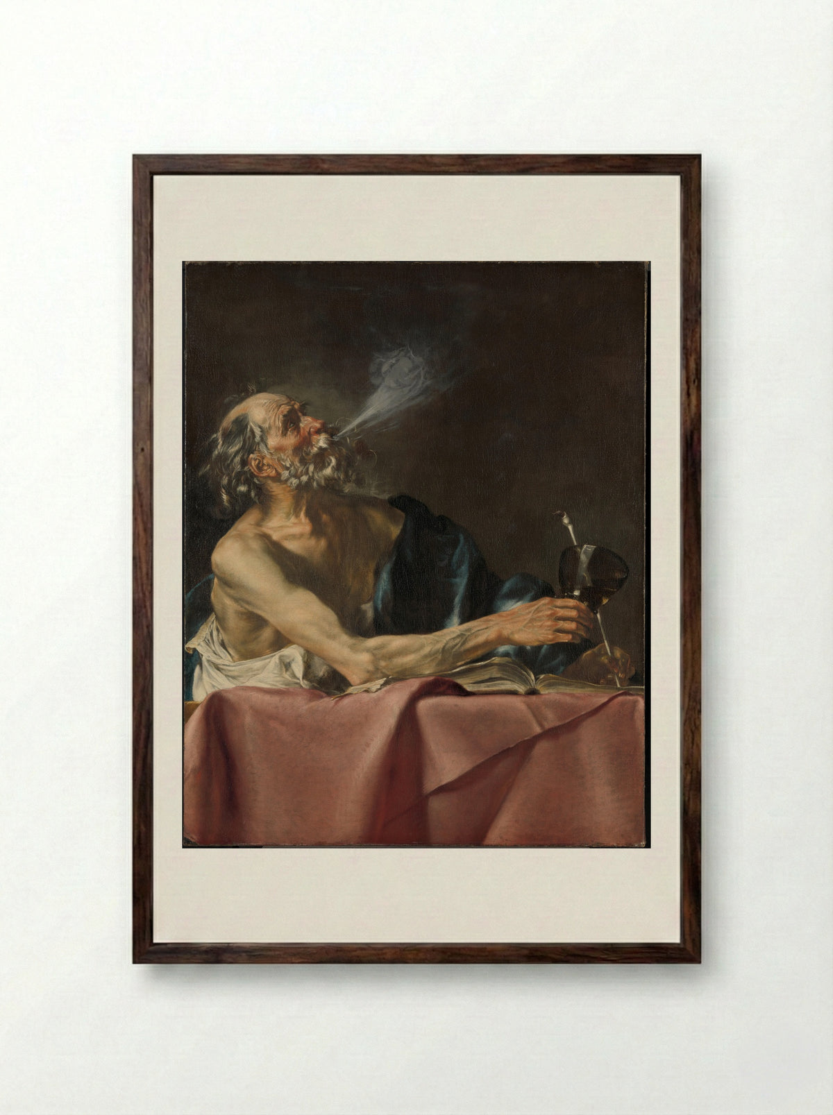 The Smoker: An Allegory of Transience - Hendrick van Someren - Framed Print Dark Wood