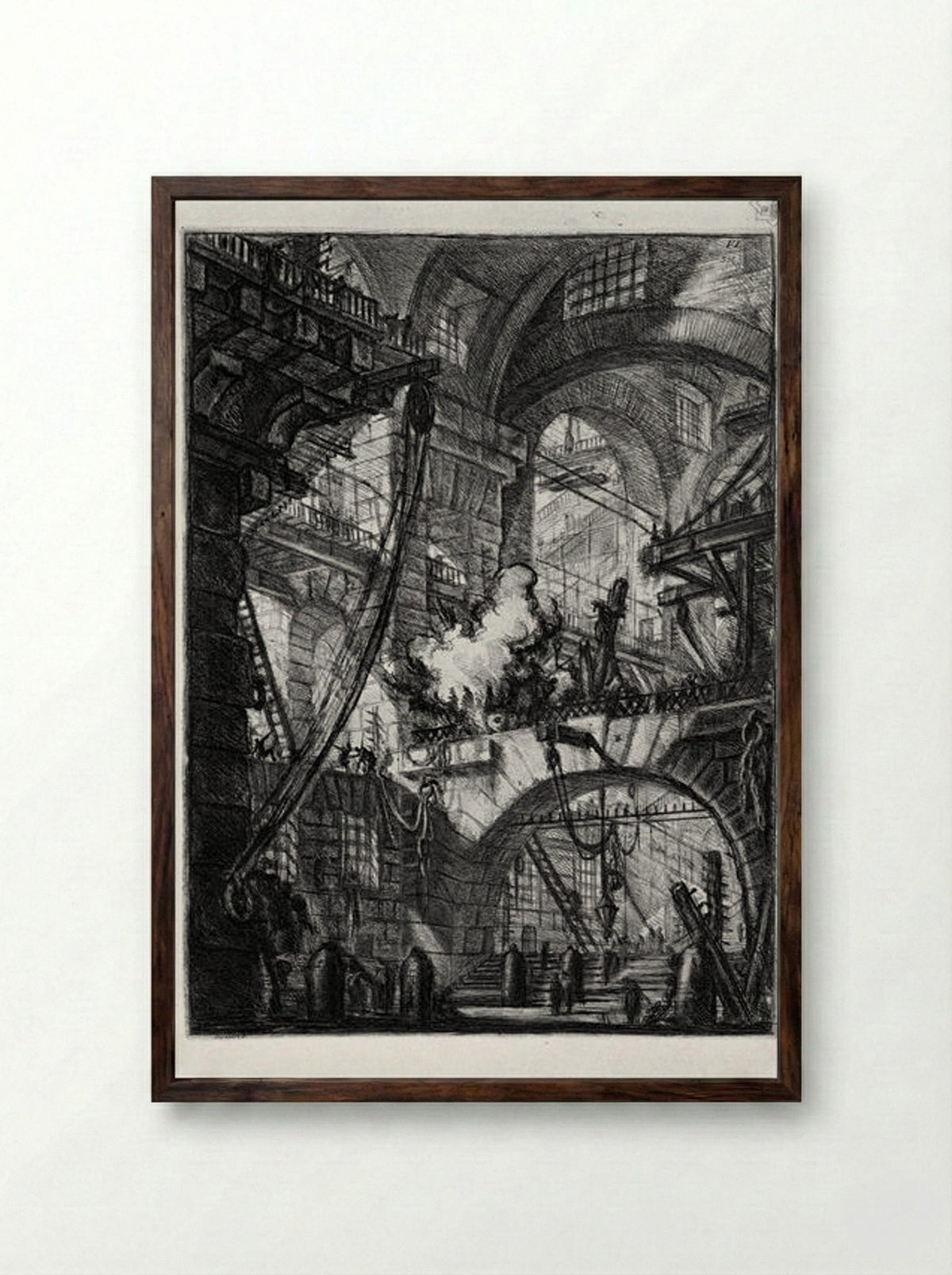 The Smoking Fire - Giovanni Battista Piranesi - Framed Print Dark Wood