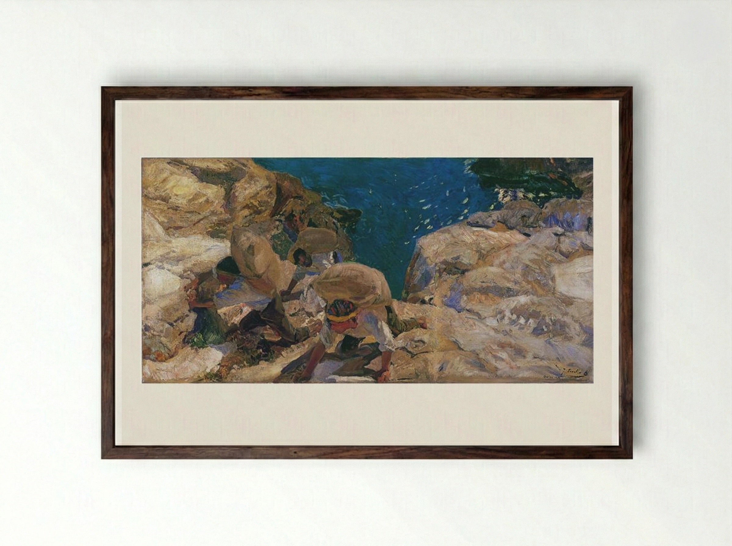 The Smugglers - Joaquín Sorolla - Framed Print Dark Wood