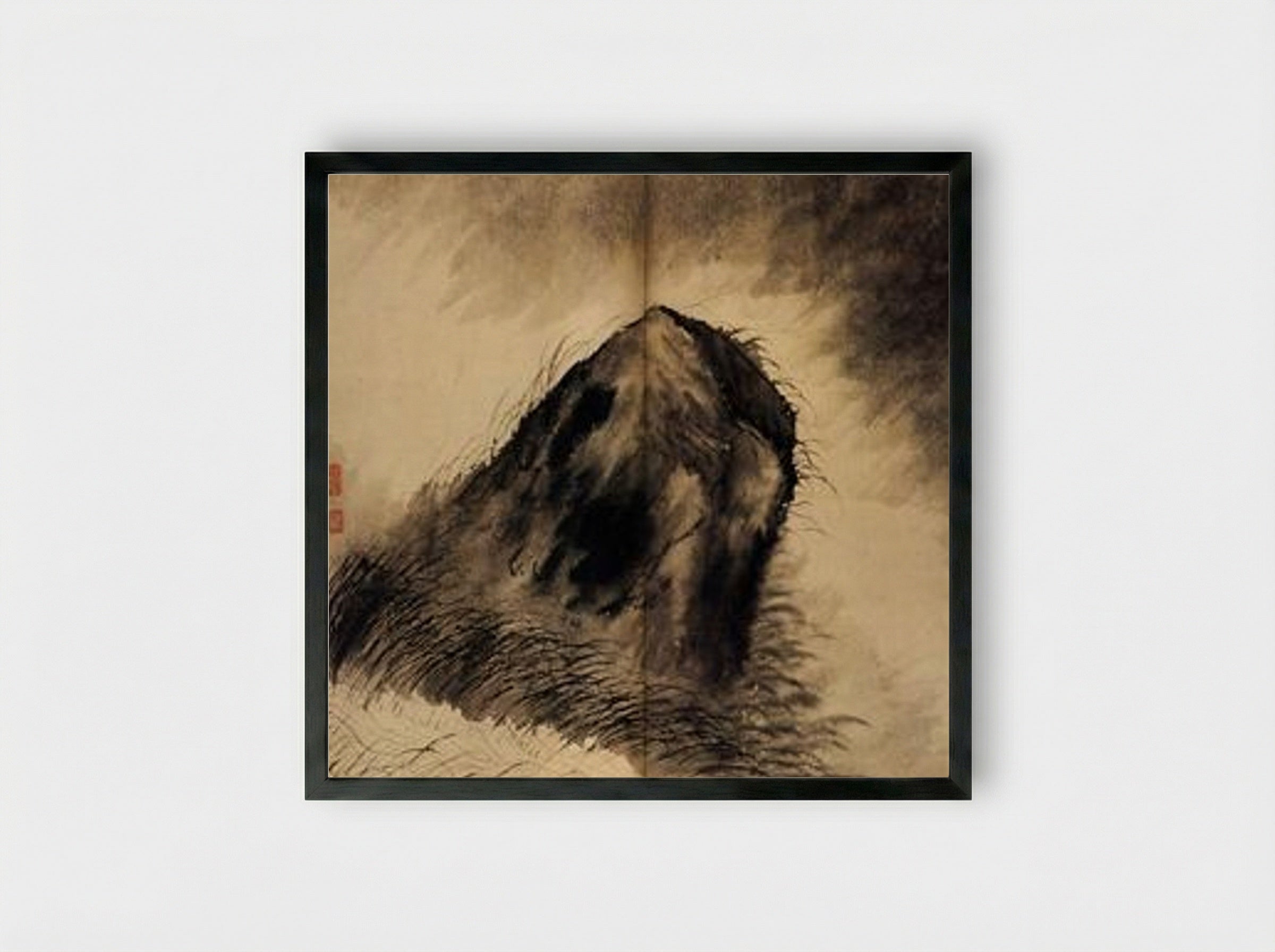 The Solitary Roc - Shitao - Framed Print Black