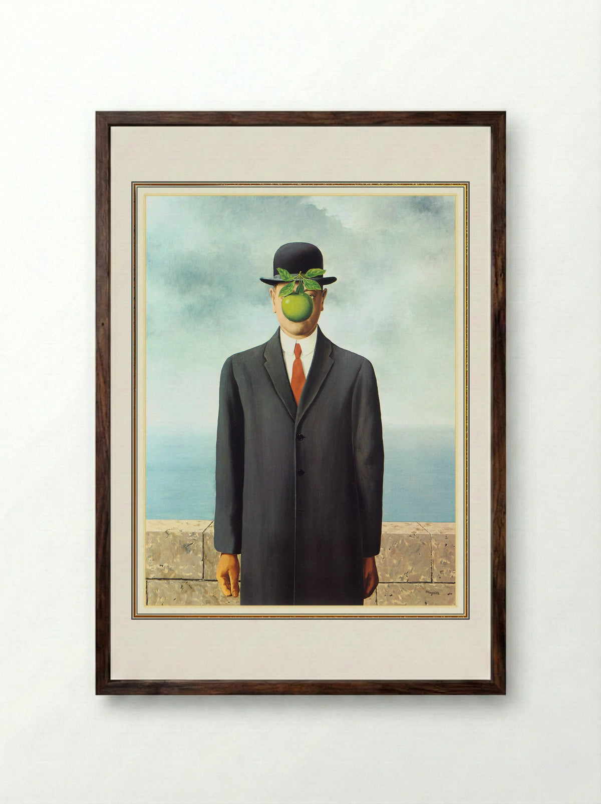 The Son of Man - René Magritte - Framed Print Dark Wood