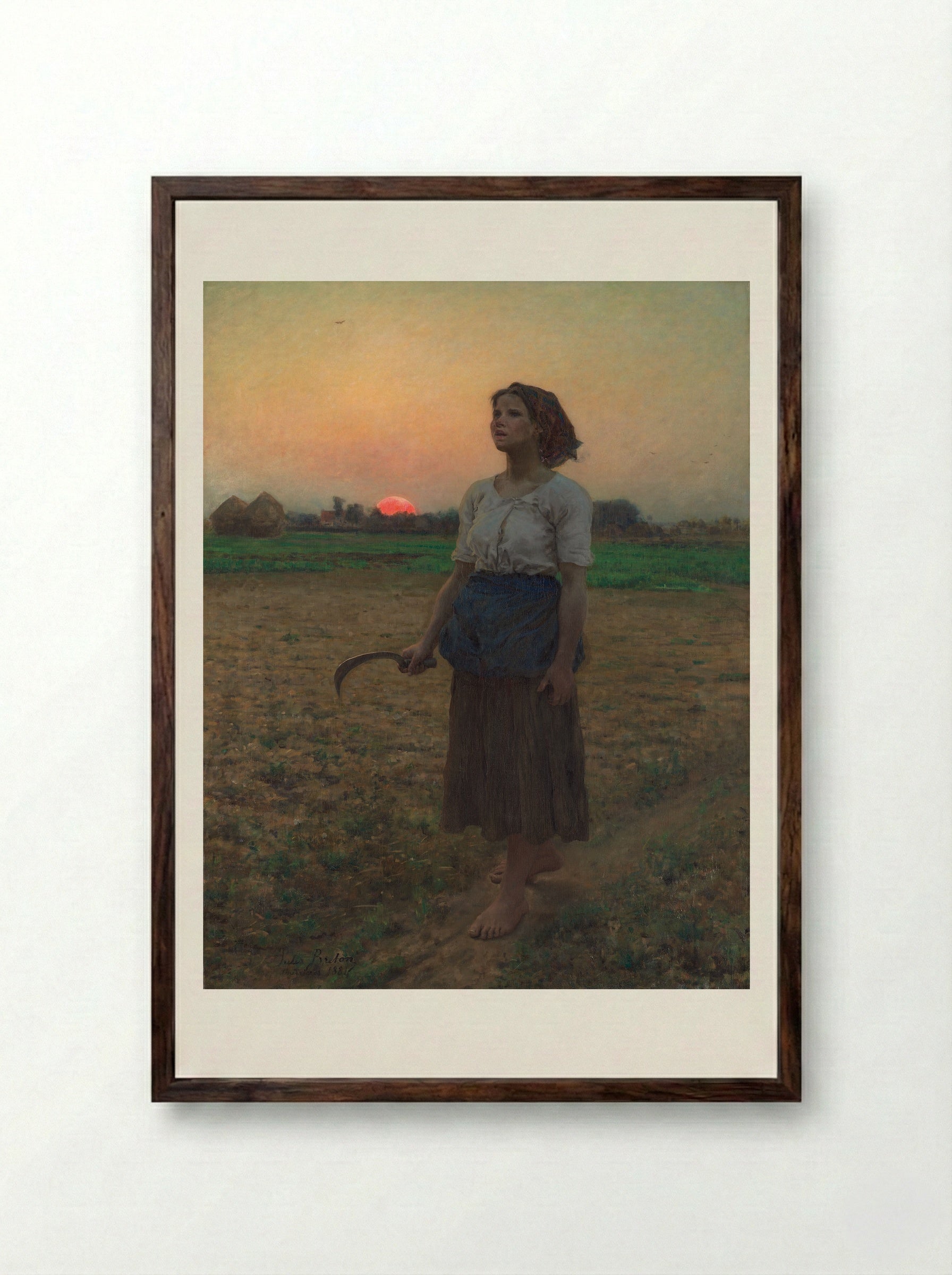 The Song of the Lark - Jules Breton - Framed Print Dark Wood