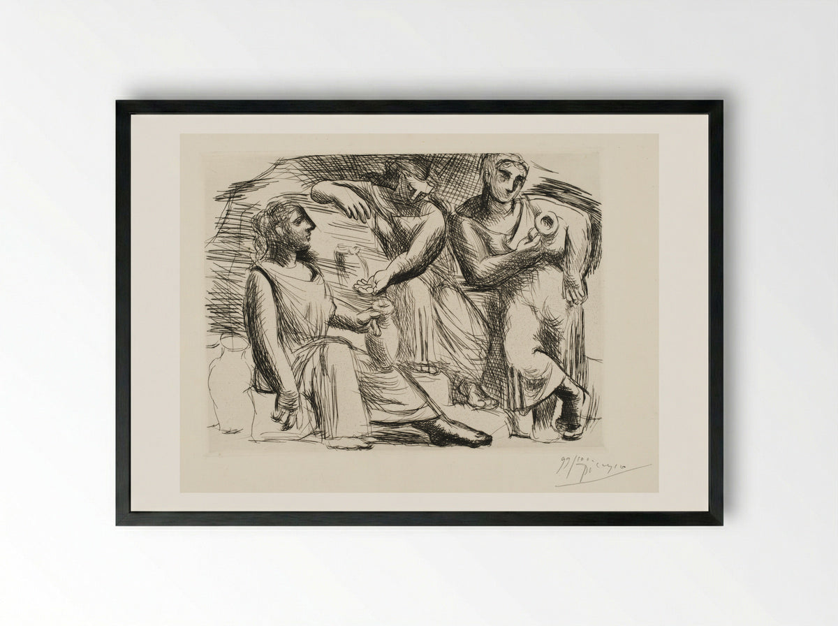 The Source (Three Women at the Fountain) - Pablo Ruiz Picasso - Framed Print Black