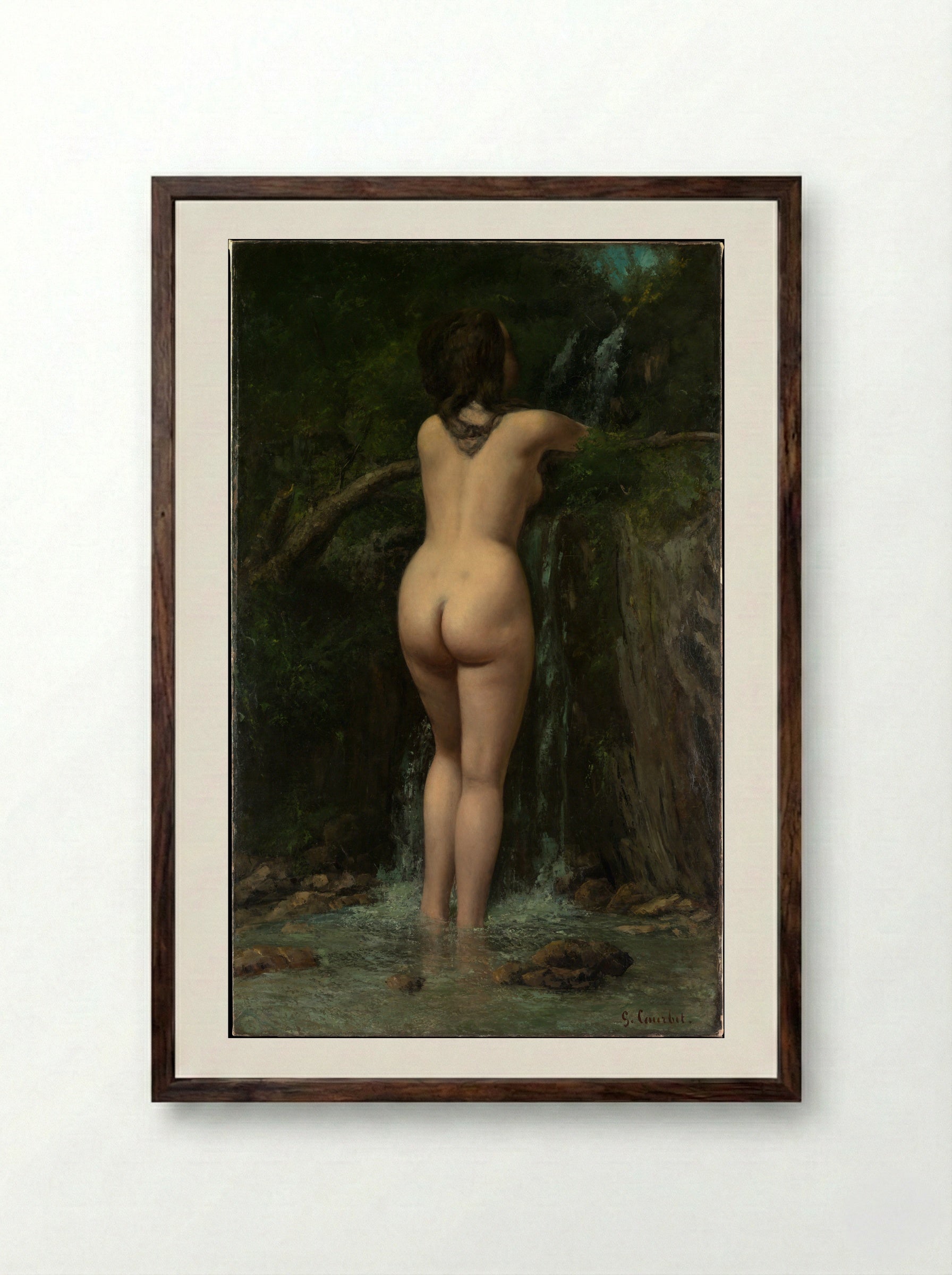 The Source - Gustave Courbet - Framed Print Dark Wood