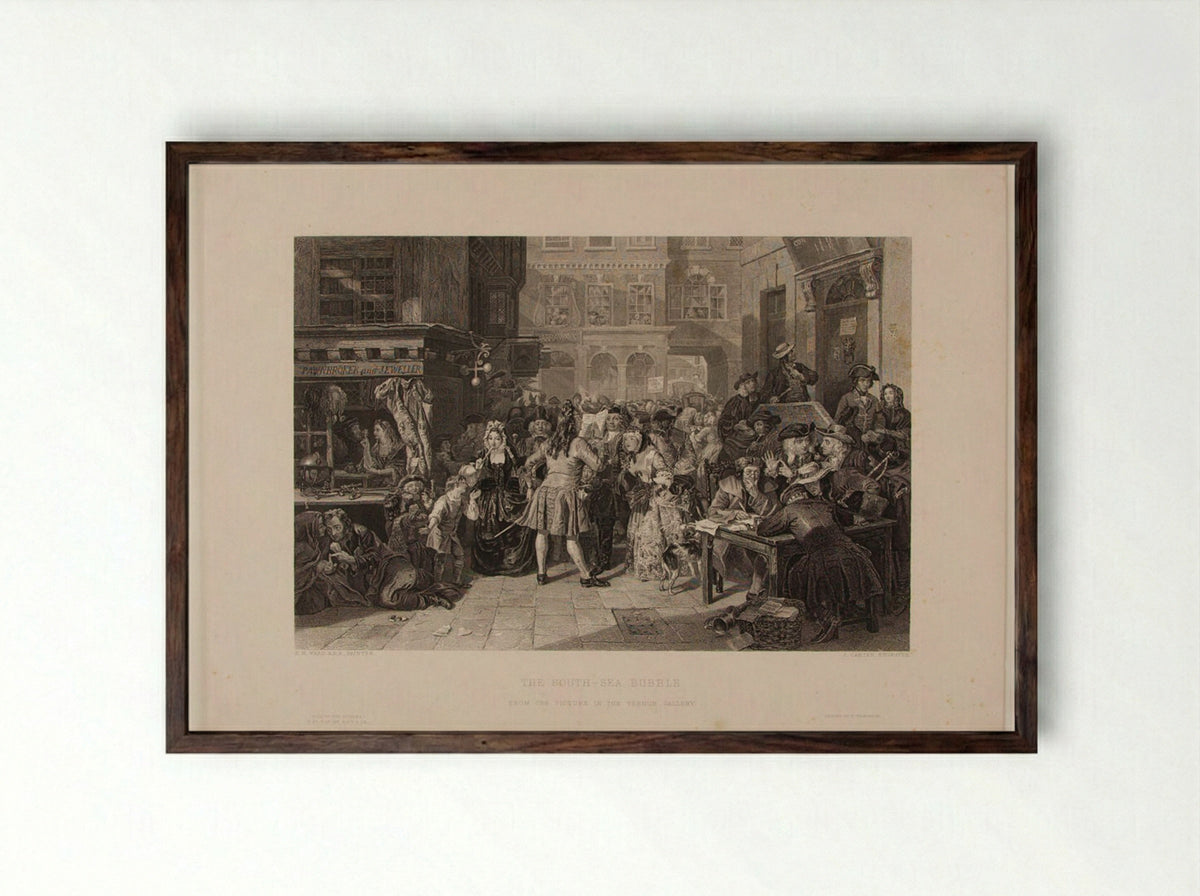 The South Sea Bubble - James Carter - Framed Print Dark Wood