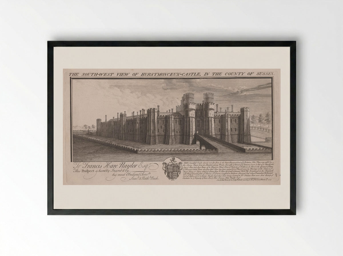 The South-West View of Hurstmonceux-Castle - Samuel and Nathaniel Buck - Framed Print Black