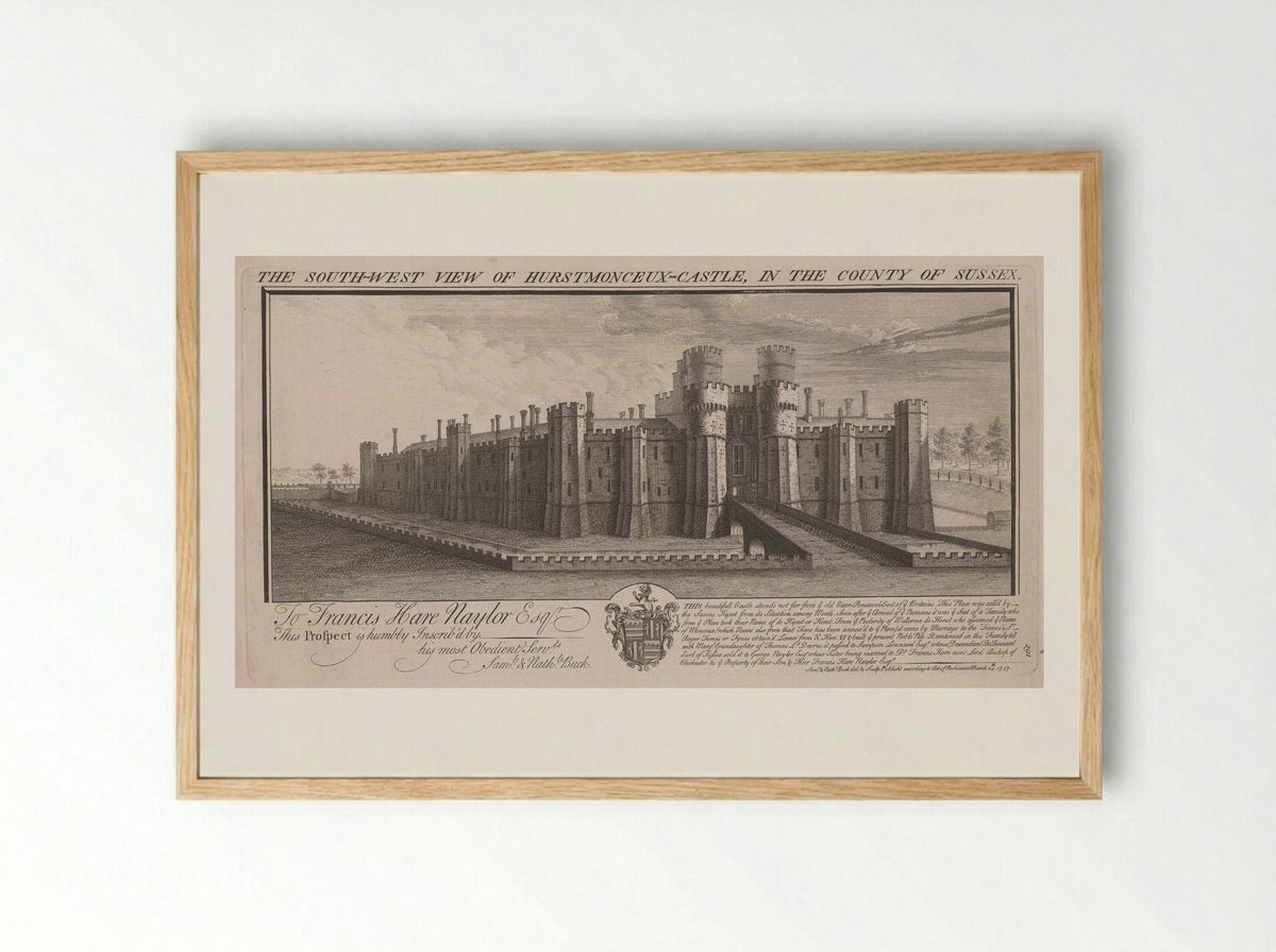 The South-West View of Hurstmonceux-Castle - Samuel and Nathaniel Buck - Framed Print Wood