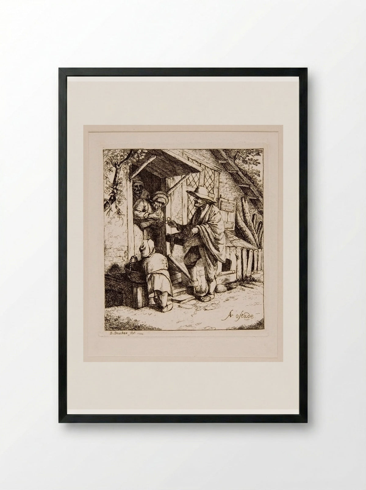 The Spectacle Seller - David Deuchar - Framed Print Black
