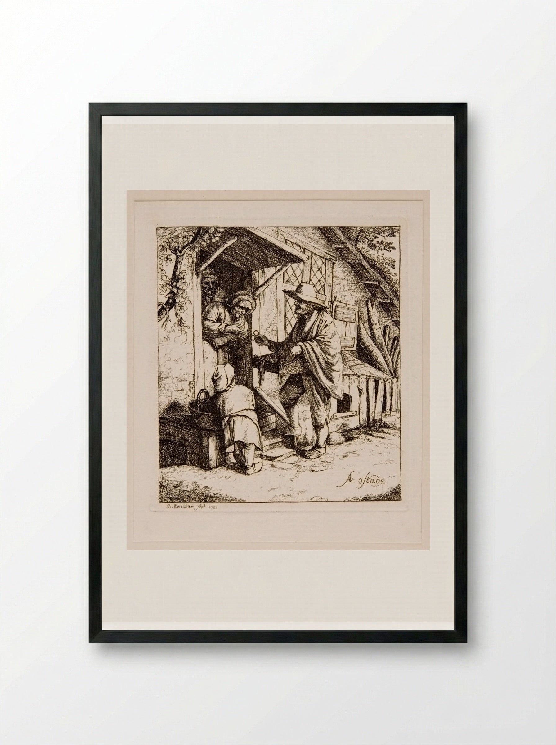 The Spectacle Seller - David Deuchar - Framed Print Black