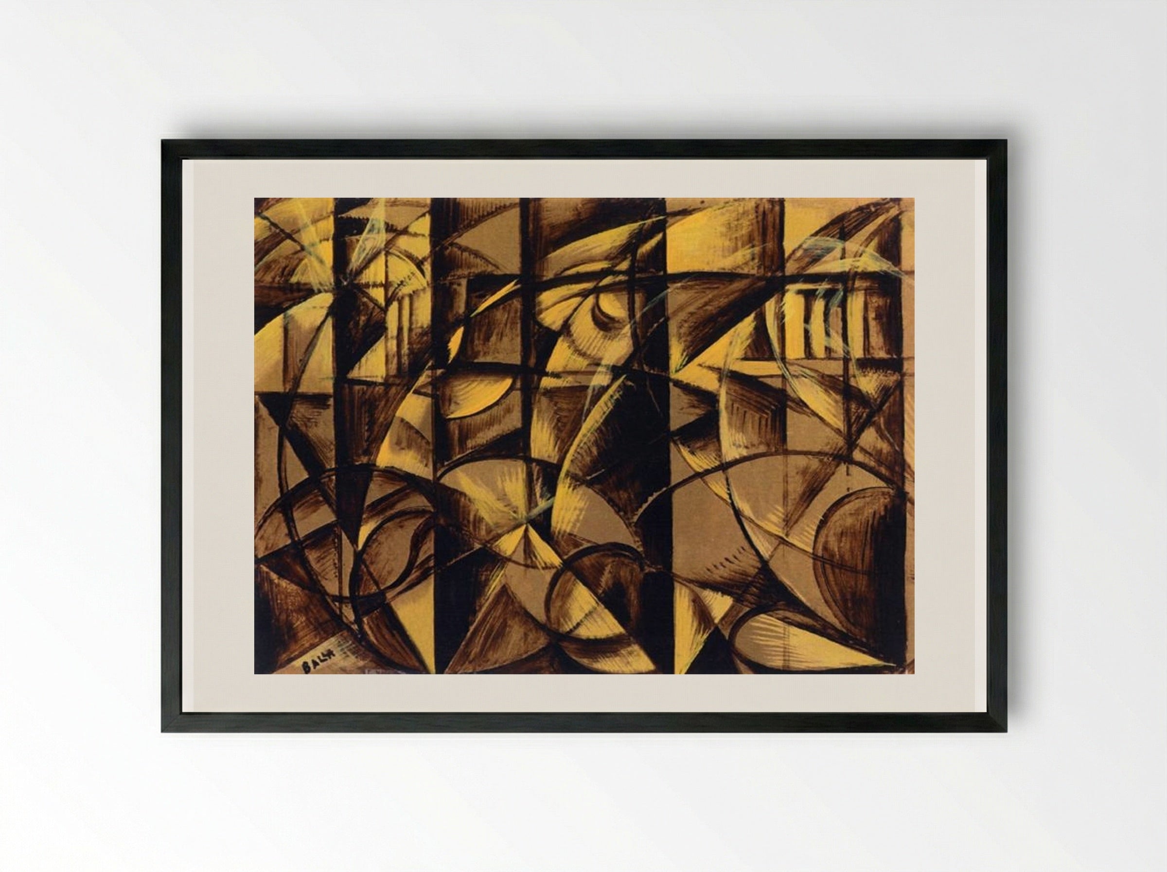 The Speed of an Automobile - Giacomo Balla - Framed Print Black