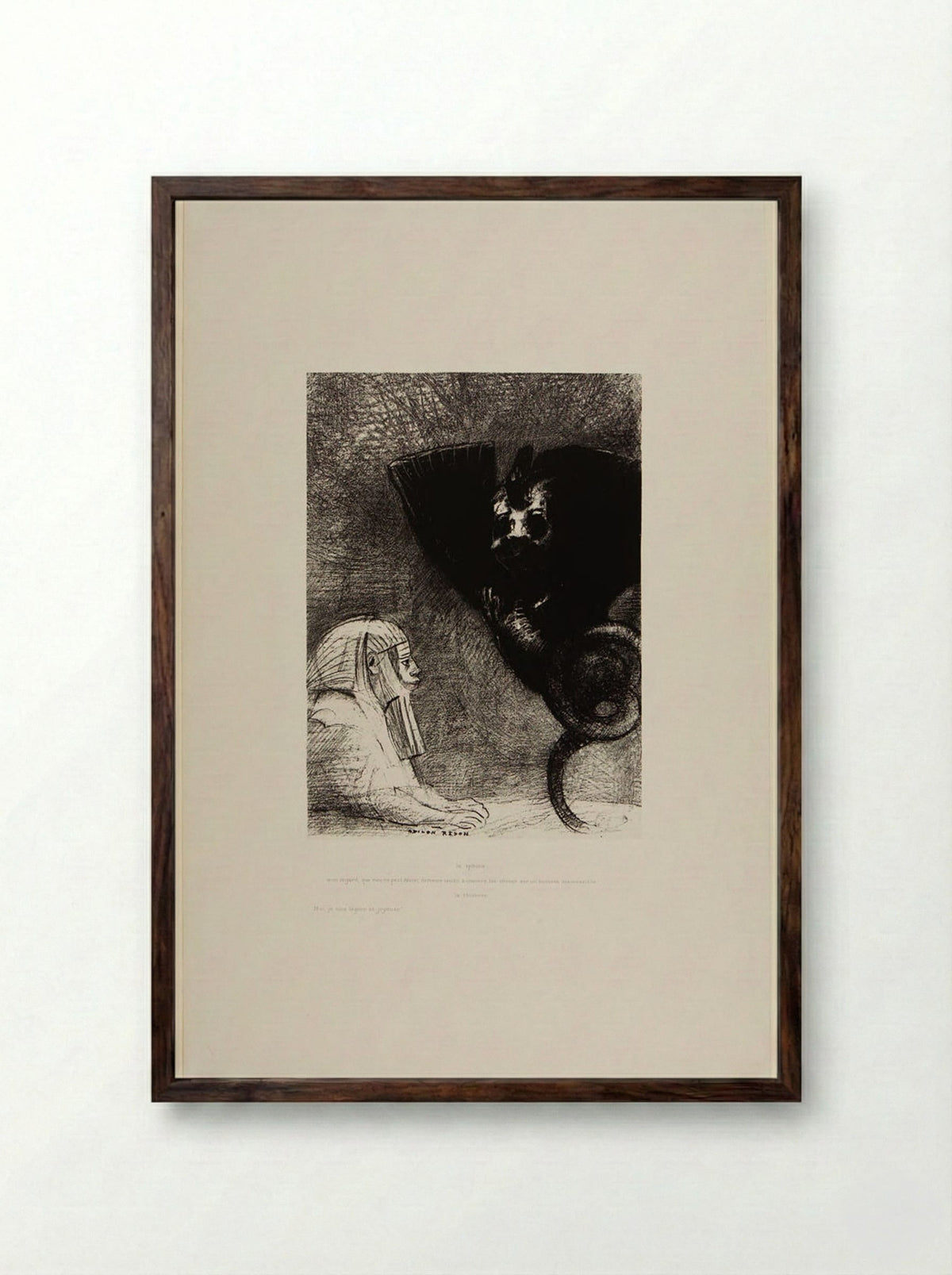 The Sphinx and the Chimera - Odilon Redon - Framed Print Dark Wood