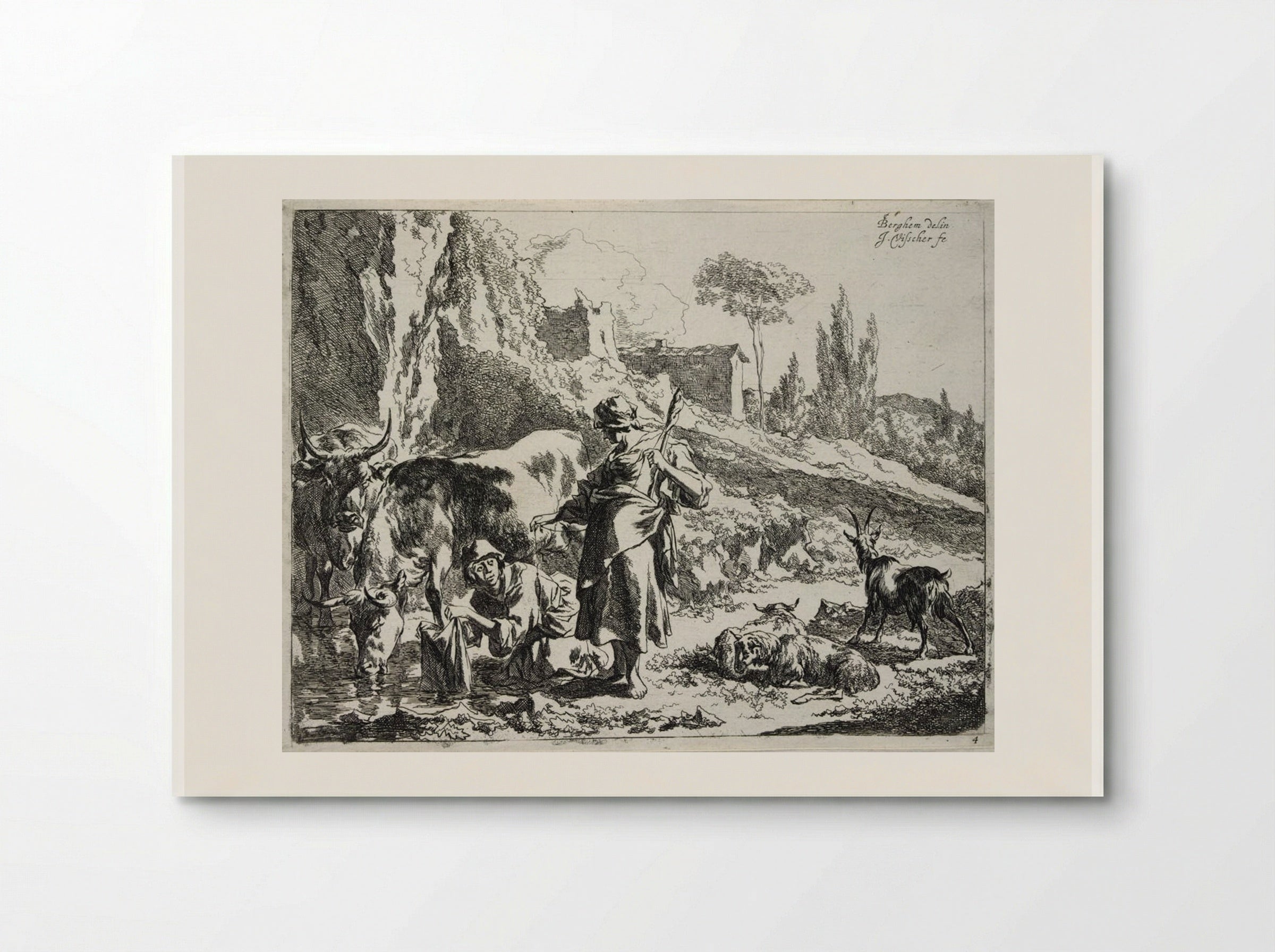 The Spinner and the Woman Washing Clothes - Johannes Visscher - Poster