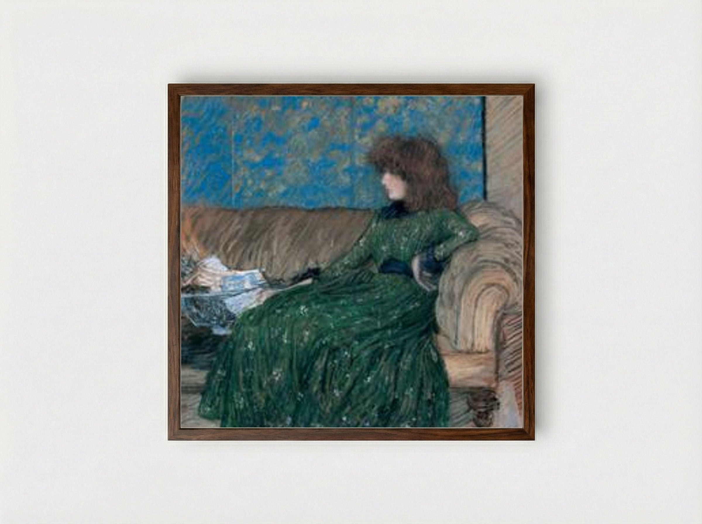 The Sprigged Frock - Philip Wilson Steer - Framed Print Dark Wood