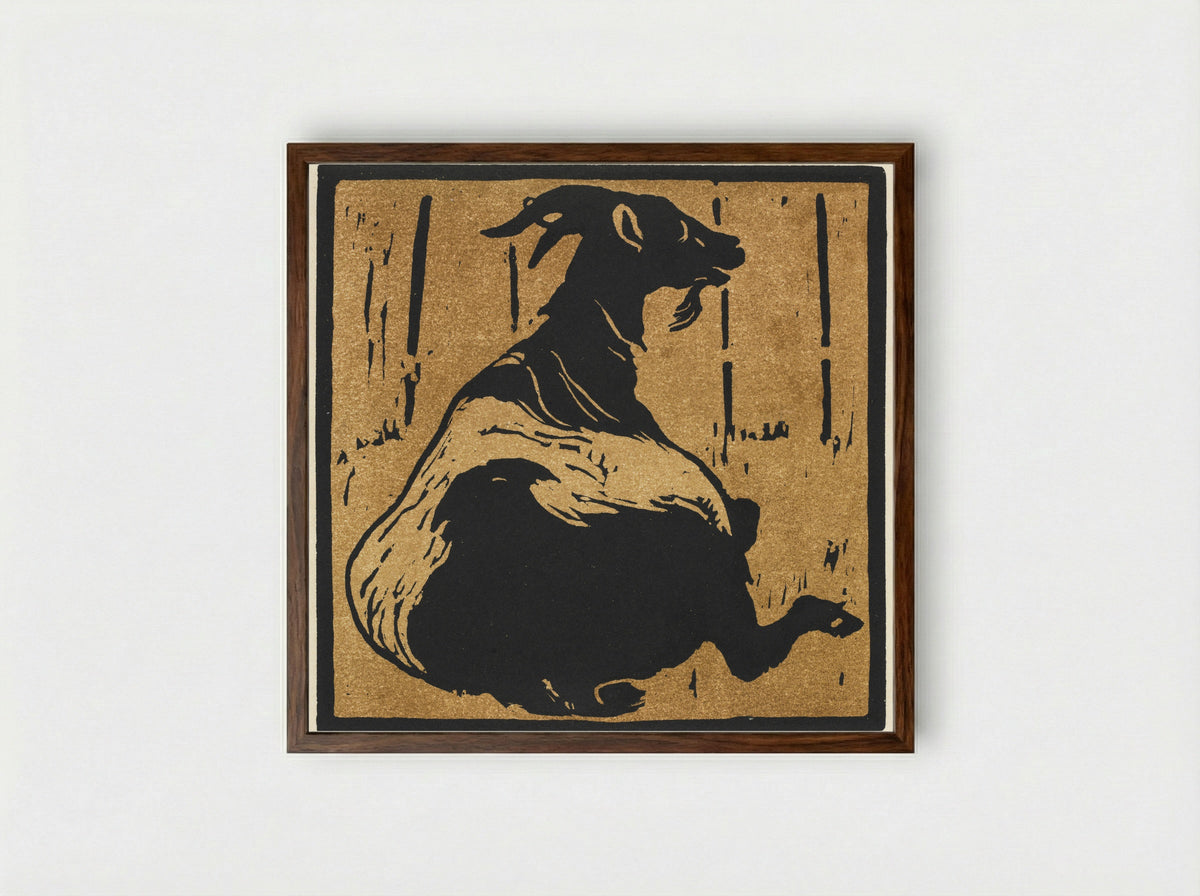 The Square Book of Animals: The Toilsome Goat - William Nicholson - Framed Print Dark Wood