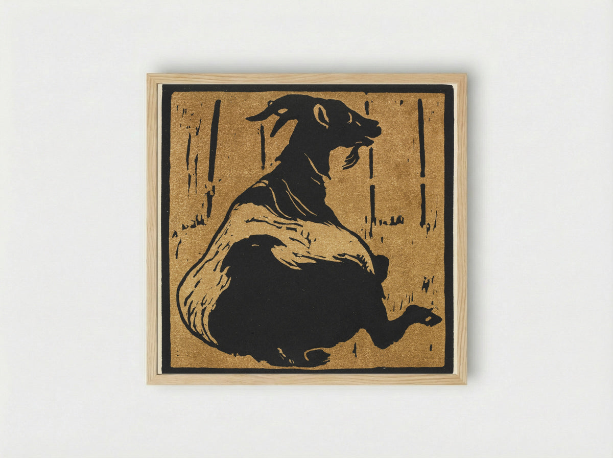 The Square Book of Animals: The Toilsome Goat - William Nicholson - Framed Print Wood