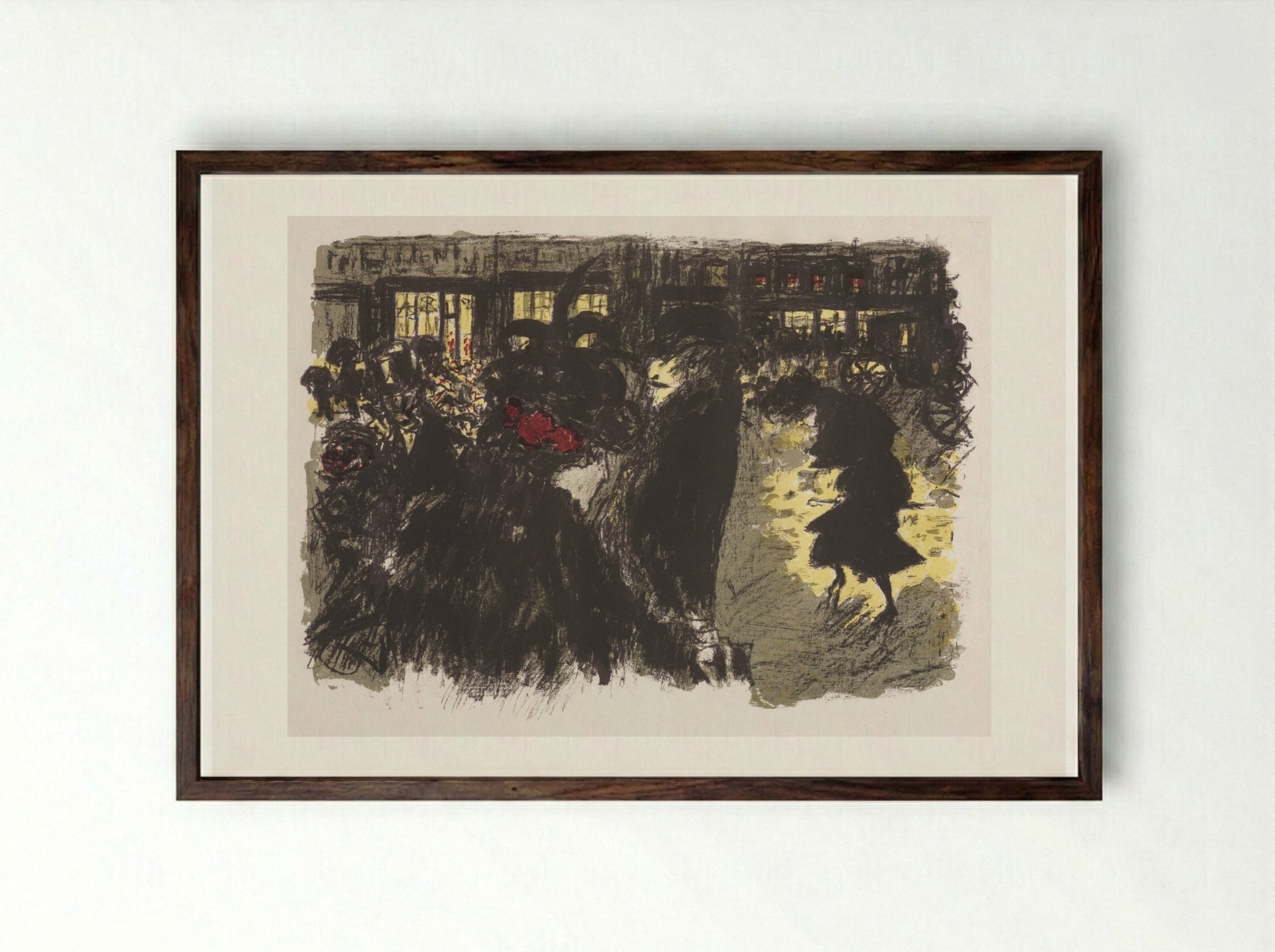 The Square at Evening - Pierre Bonnard - Framed Print Dark Wood
