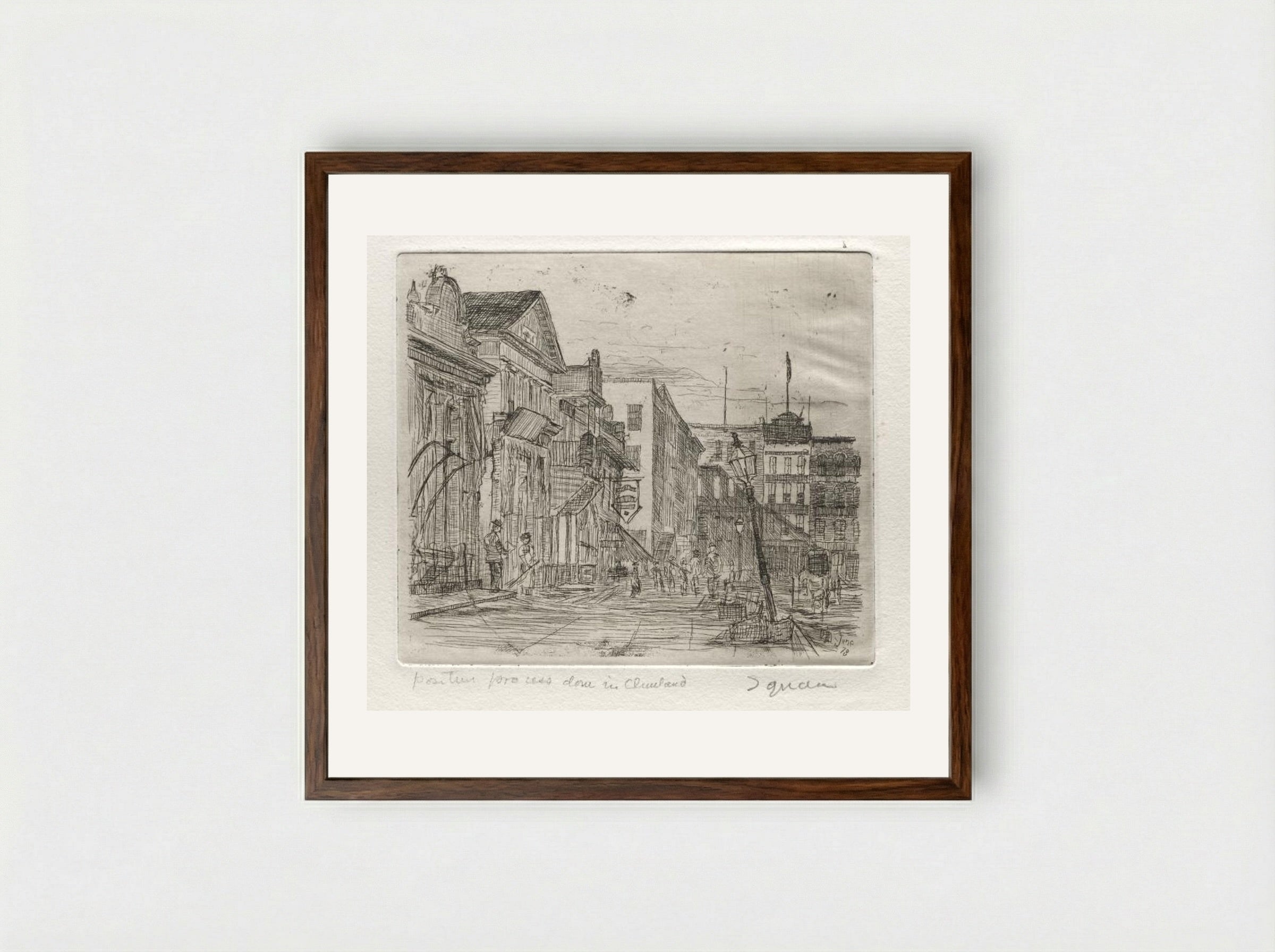 The Square - Otto H. Bacher - Framed Print Dark Wood