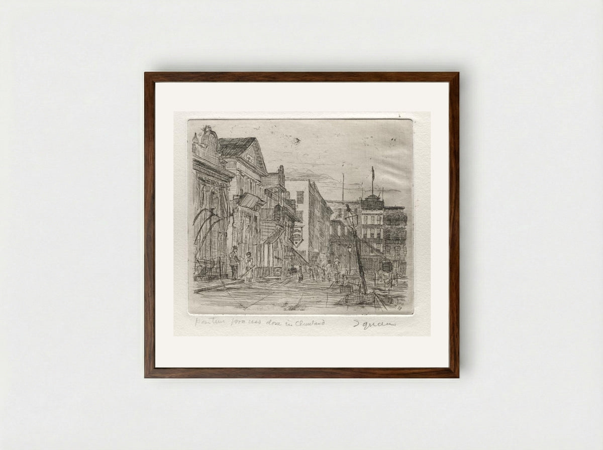 The Square - Otto H. Bacher - Framed Print Dark Wood