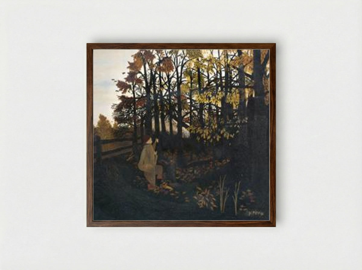 The Squirrel Hunter - Horace Pippin - Framed Print Dark Wood