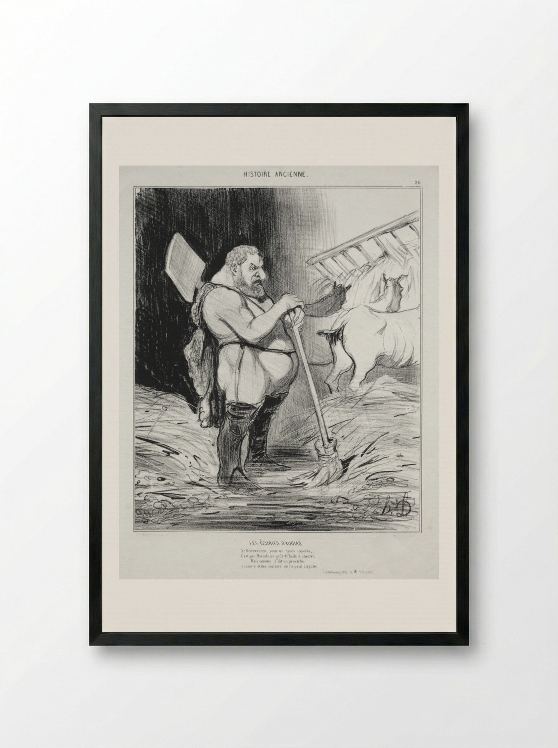 The Stable of Augeas - Honoré Daumier - Framed Print Black