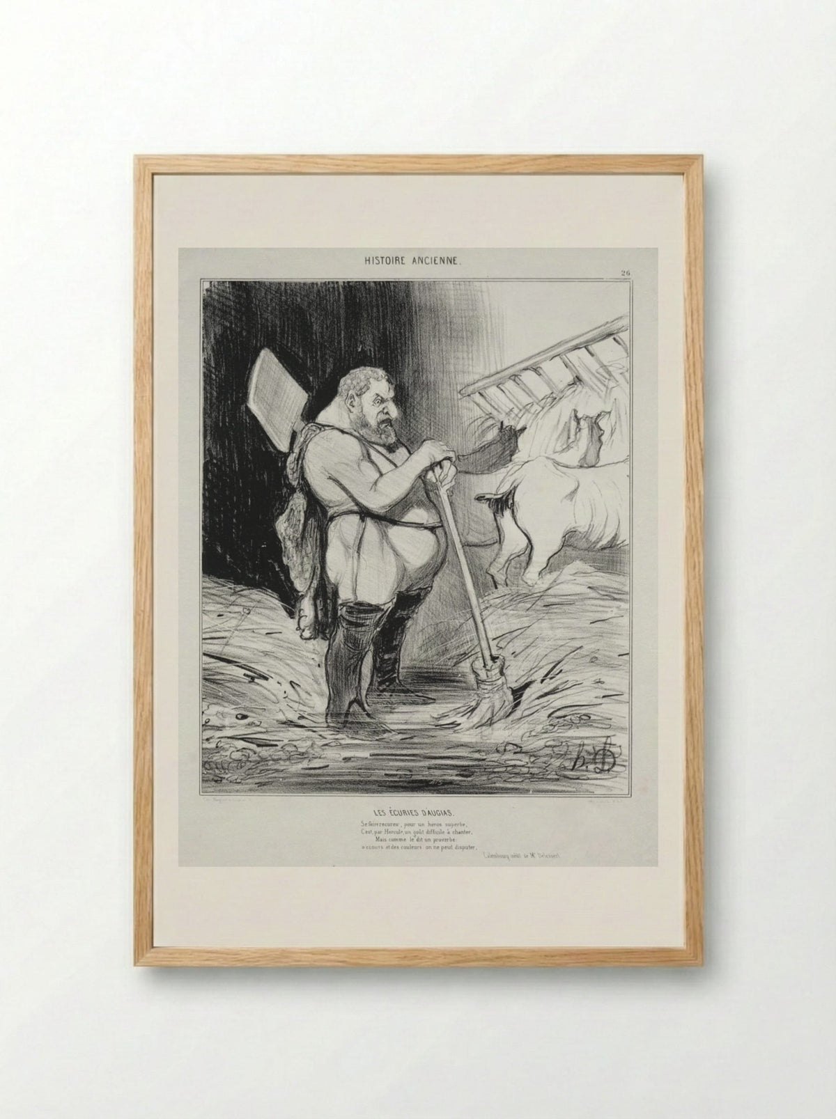 The Stable of Augeas - Honoré Daumier - Framed Print Wood