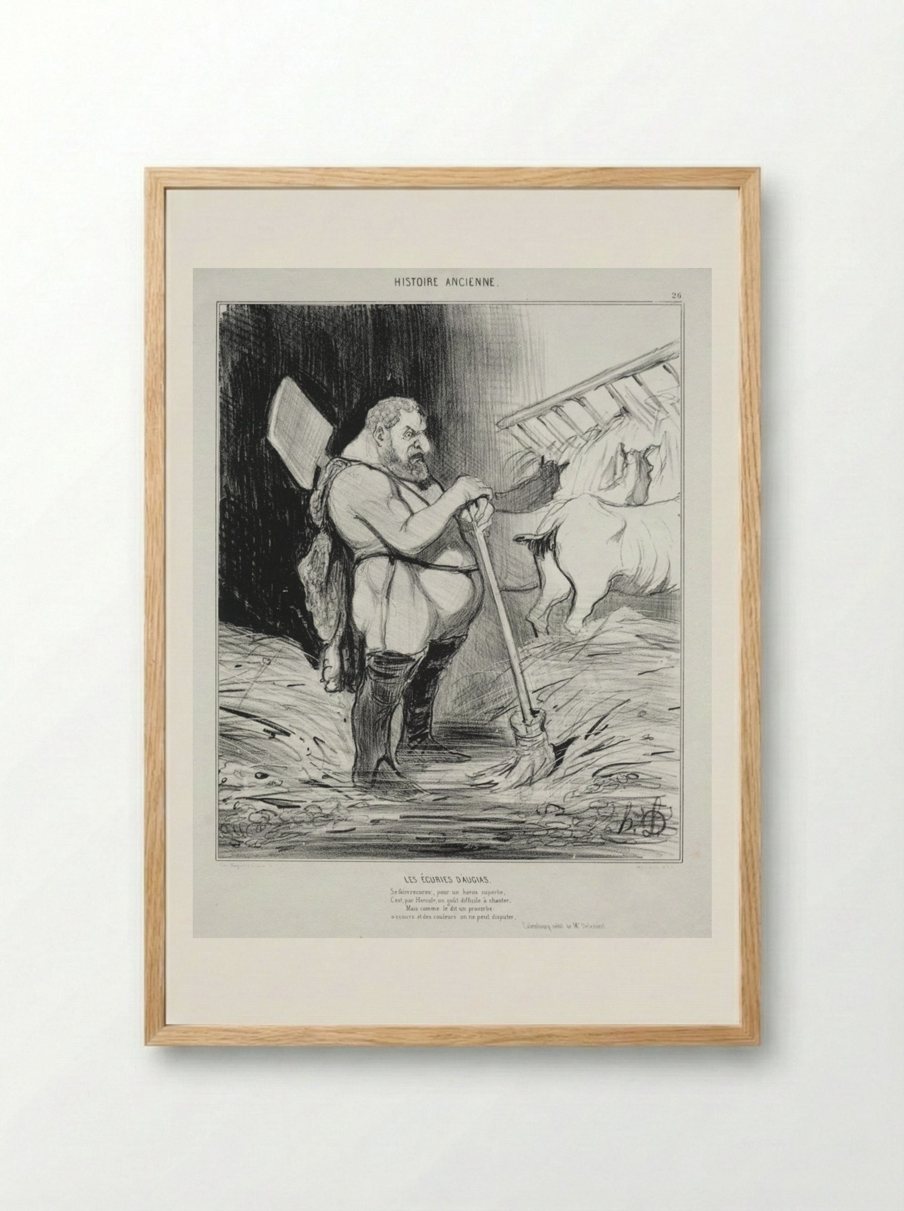 The Stable of Augeas - Honoré Daumier - Framed Print Wood