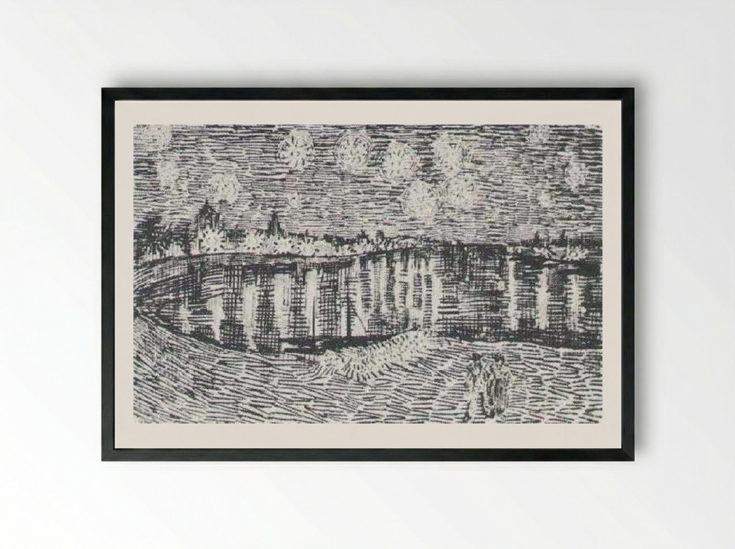The Starry Night - Vincent van Gogh - Framed Print Black