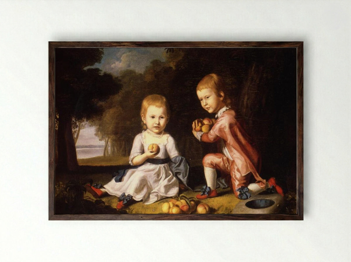 The Stewart Children - Charles Willson Peale - Framed Print Dark Wood
