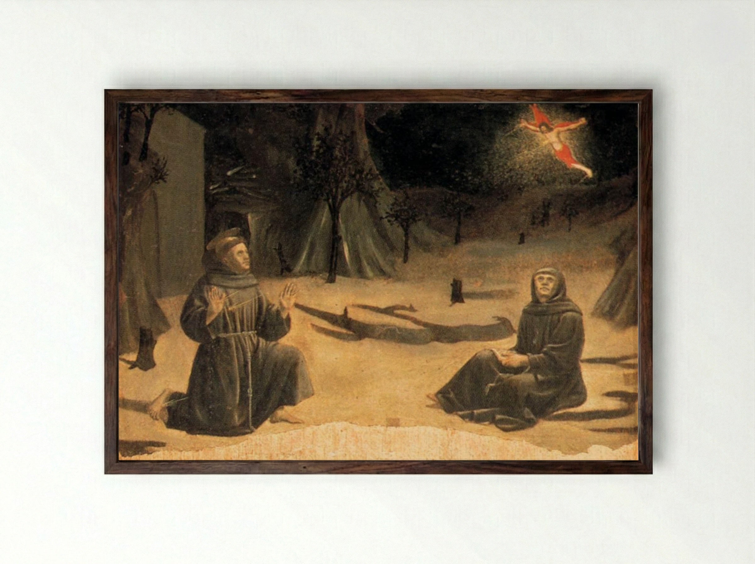 The Stigmatisation of St. Francis - Piero della Francesca - Framed Print Dark Wood