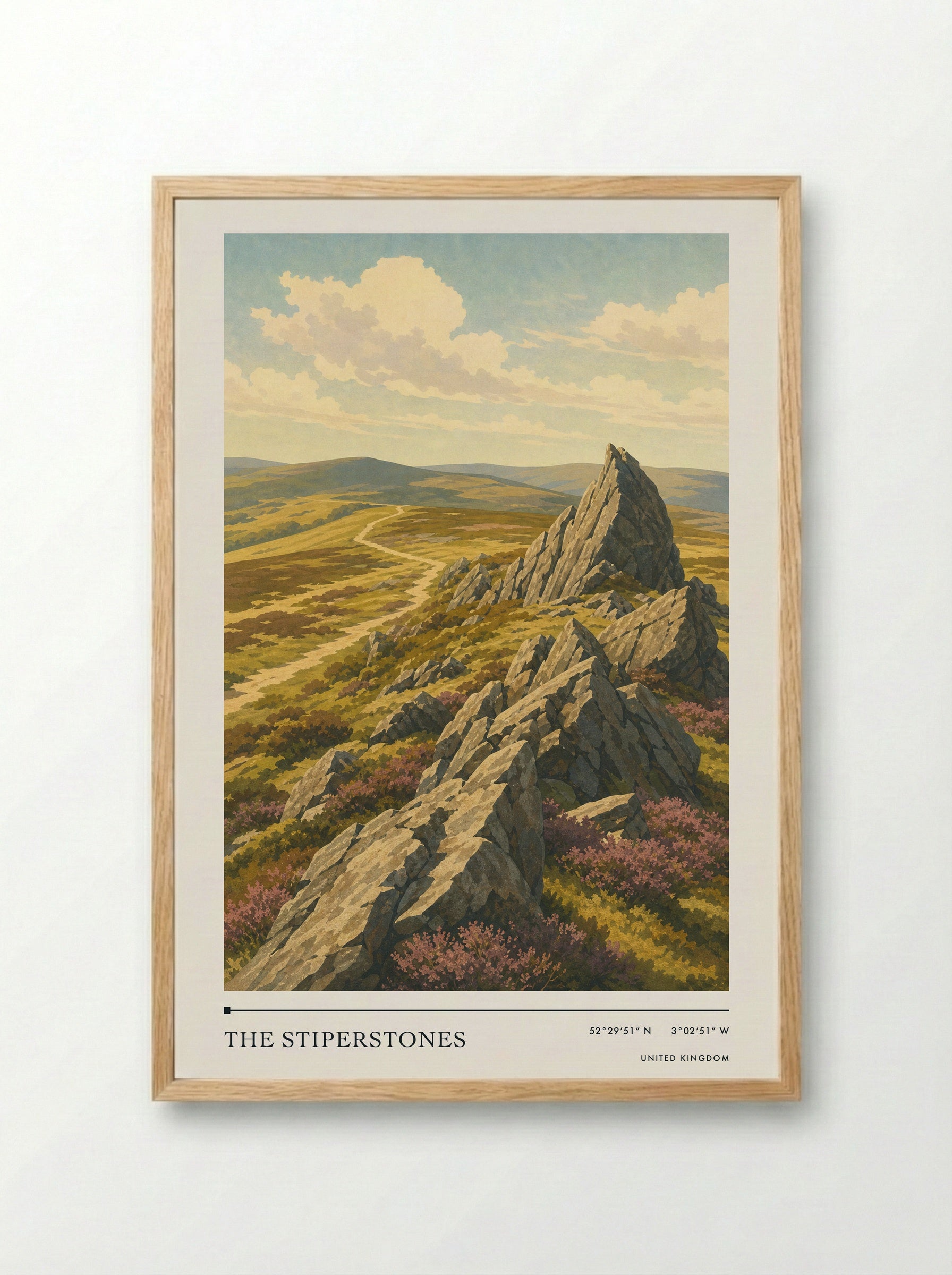 The Stiperstones United Kingdom Travel Poster - Framed Print Wood