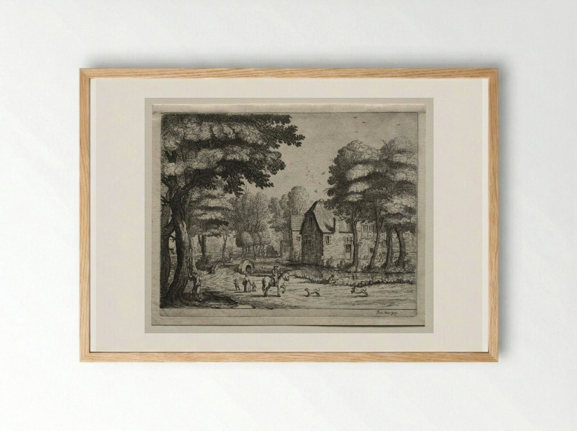 The Stone Bridge - Jan van Goyen - Framed Print Wood
