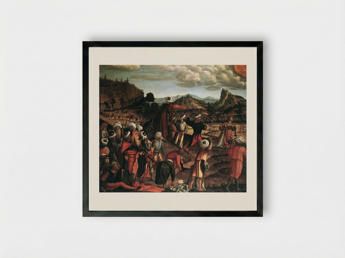 The Stoning of St. Stephen - Vittore Carpaccio - Framed Print Black